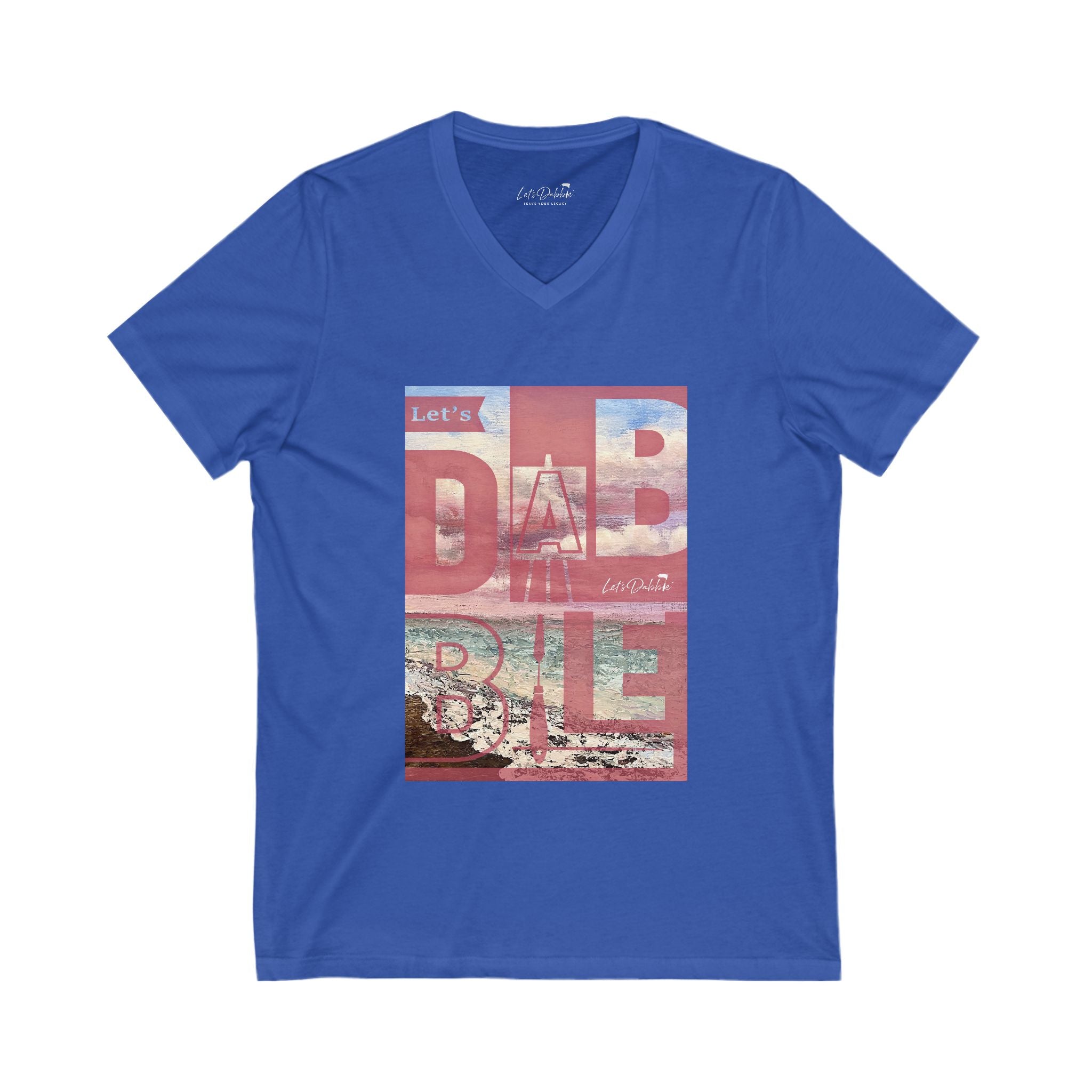 Let's Dabble Pink Beach V-Neck Shirt