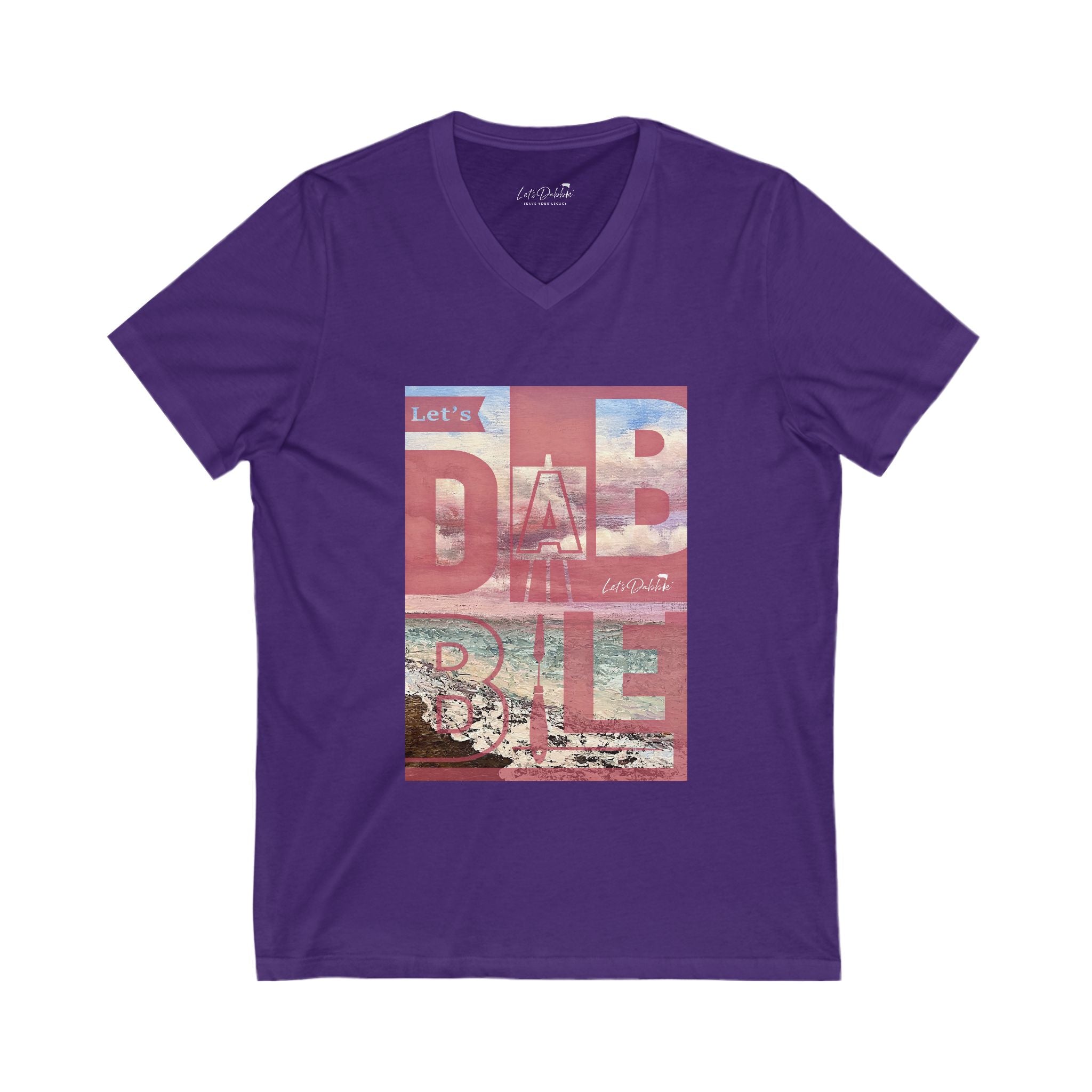 Let's Dabble Pink Beach V-Neck Shirt