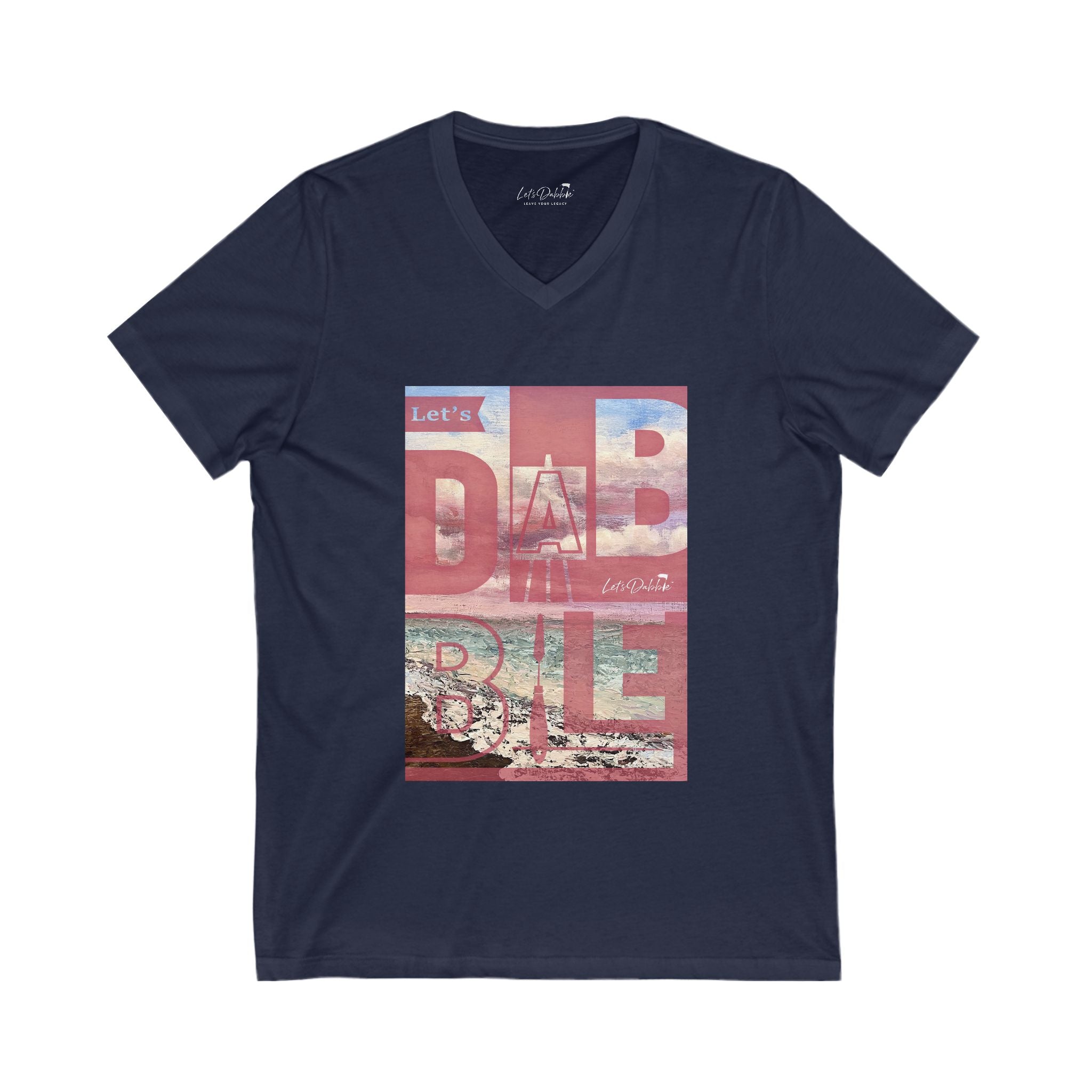 Let's Dabble Pink Beach V-Neck Shirt