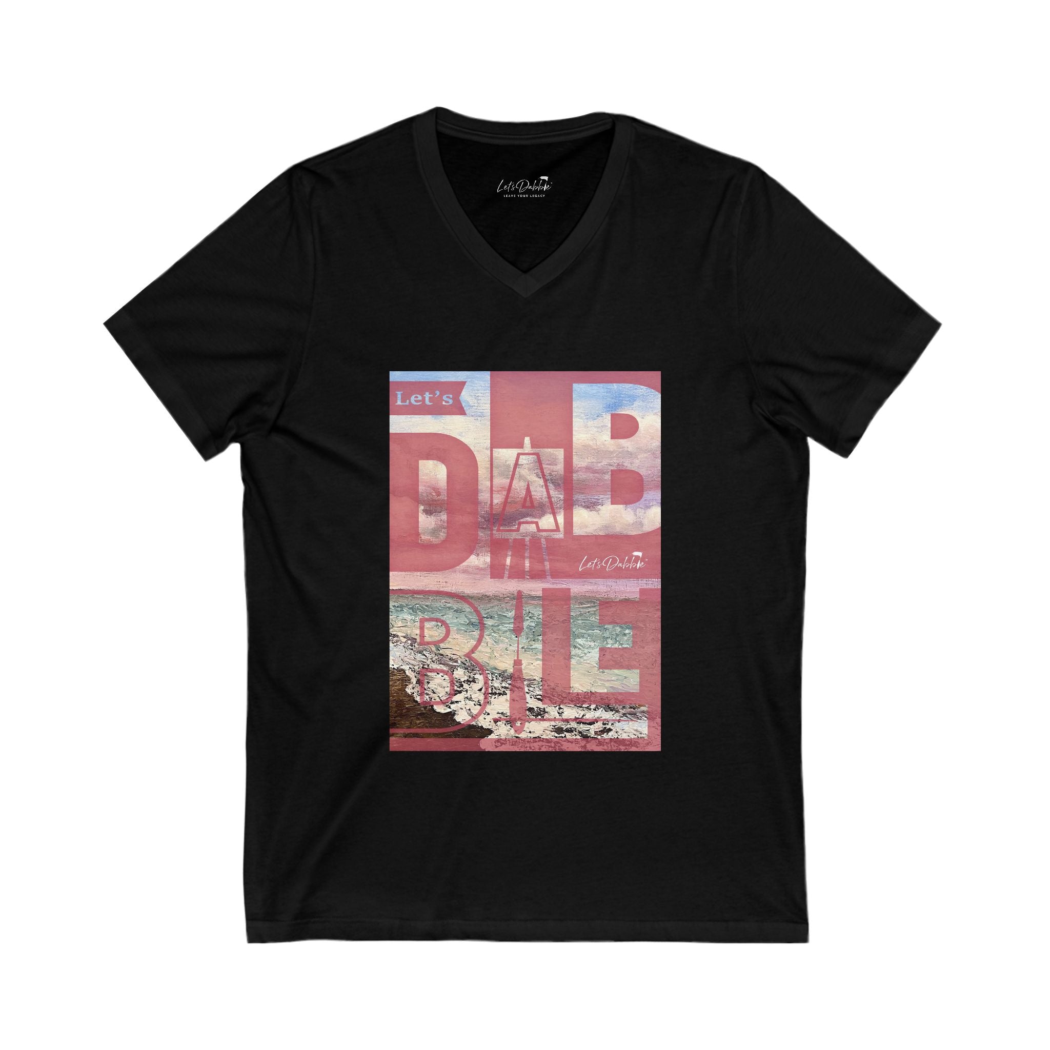 Let's Dabble Pink Beach V-Neck Shirt