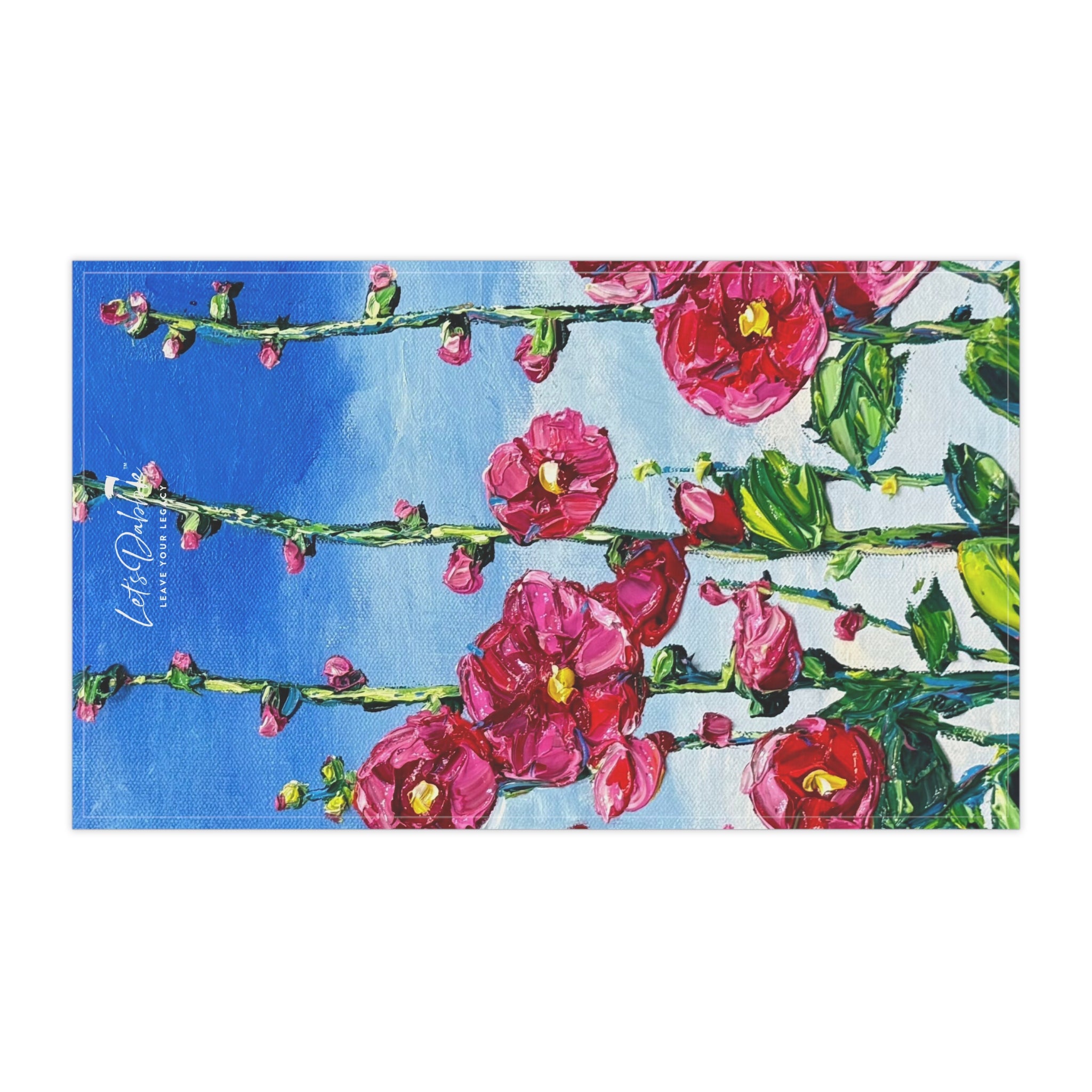 Pink Hollyhocks Hand Towel