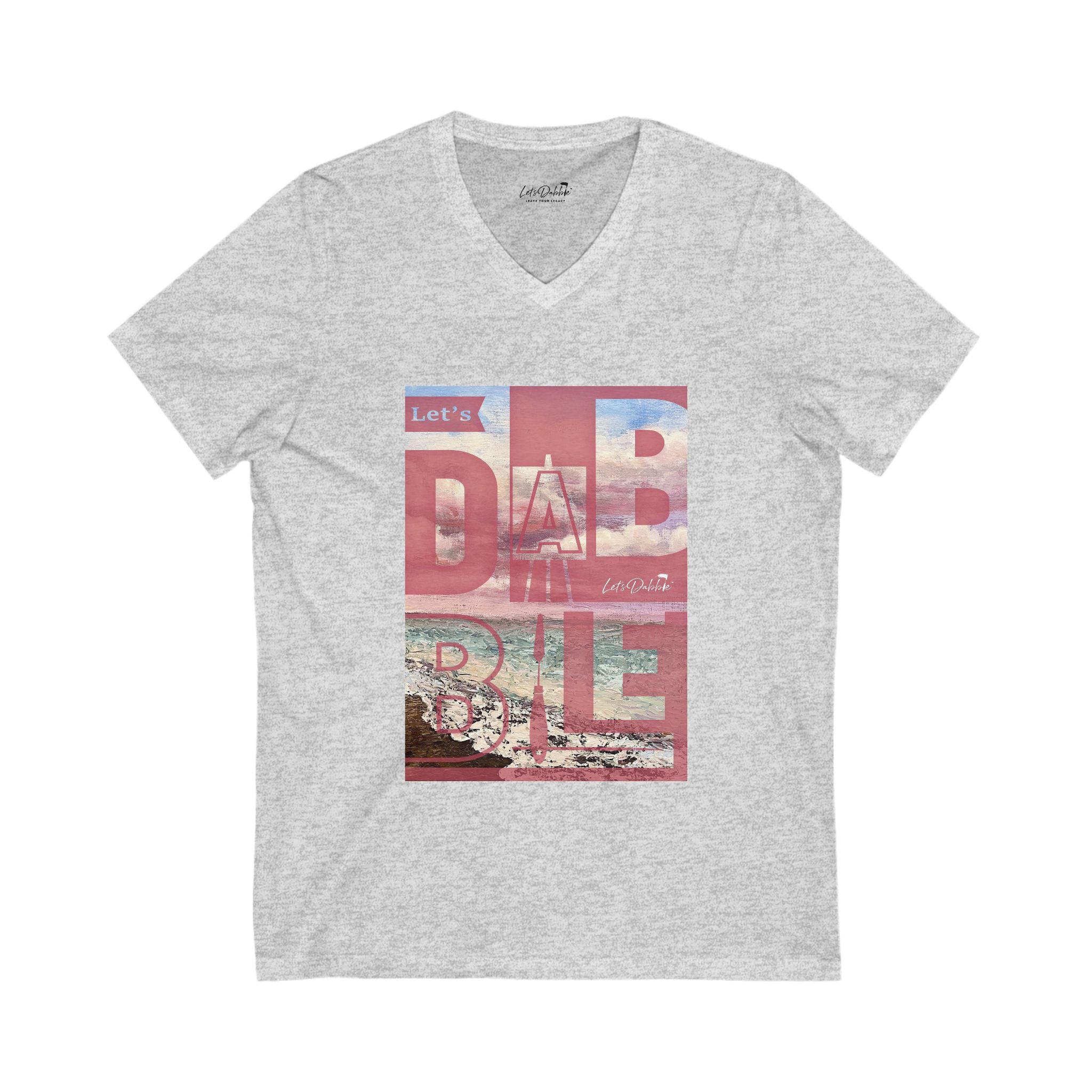 Let's Dabble Pink Beach V-Neck Shirt