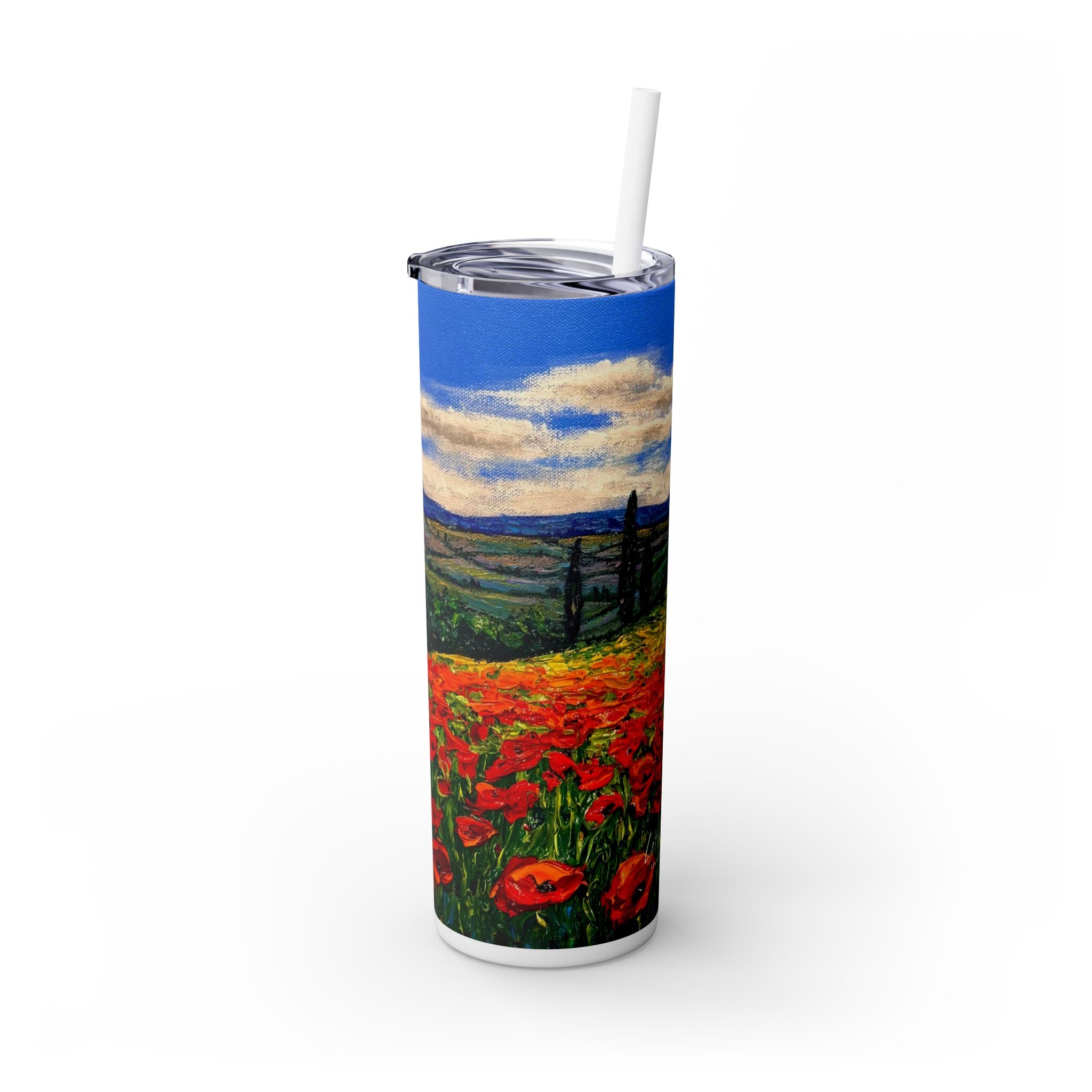 Poppies in Bloom Tumbler with Straw