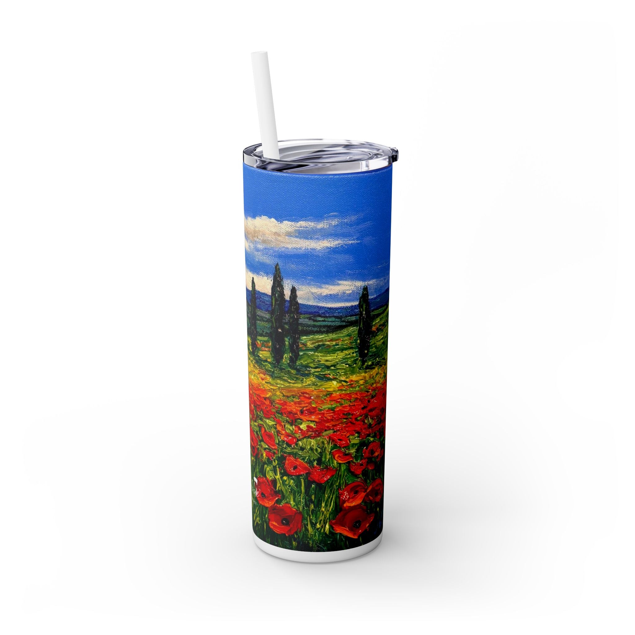 Poppies in Bloom Tumbler with Straw