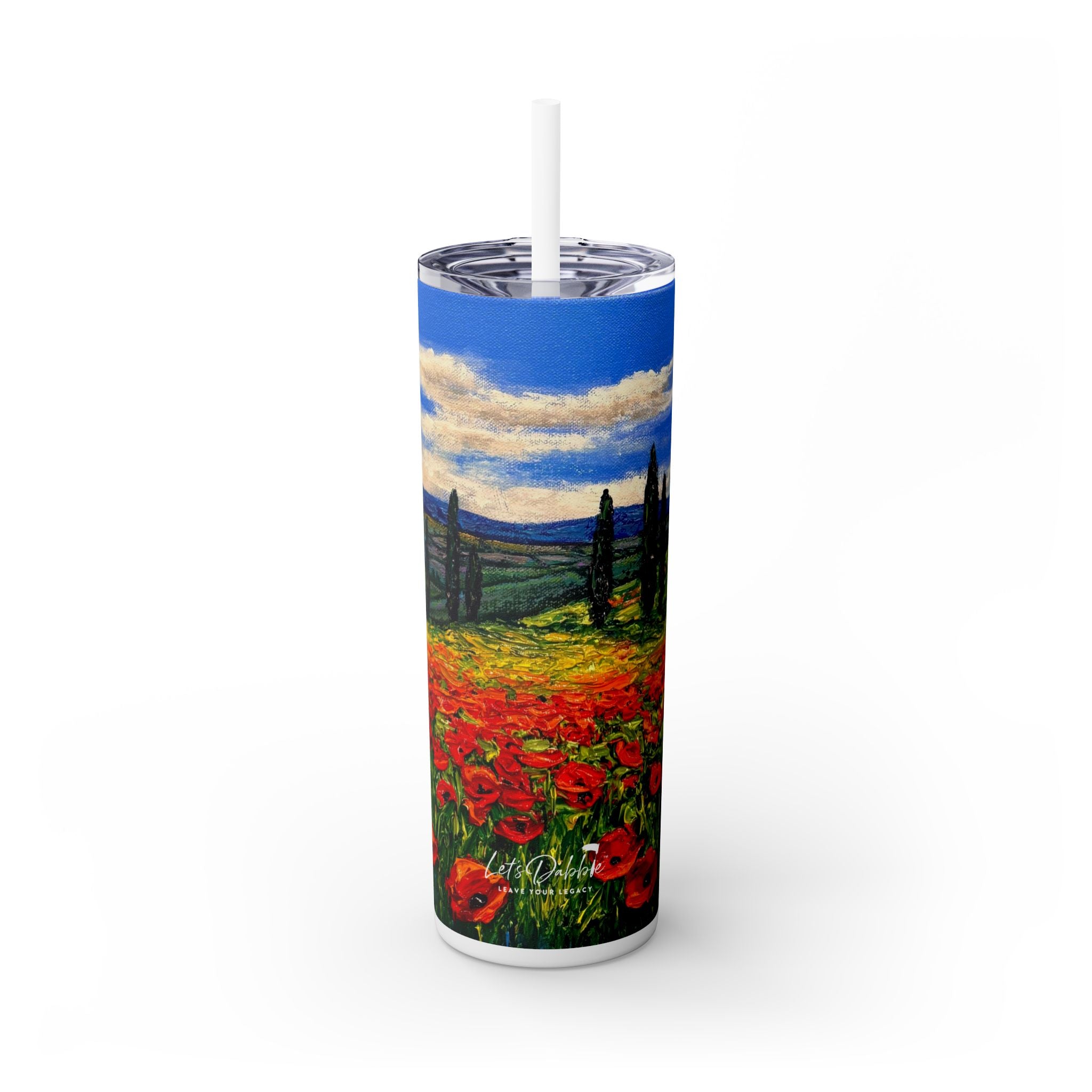 Poppies in Bloom Tumbler with Straw