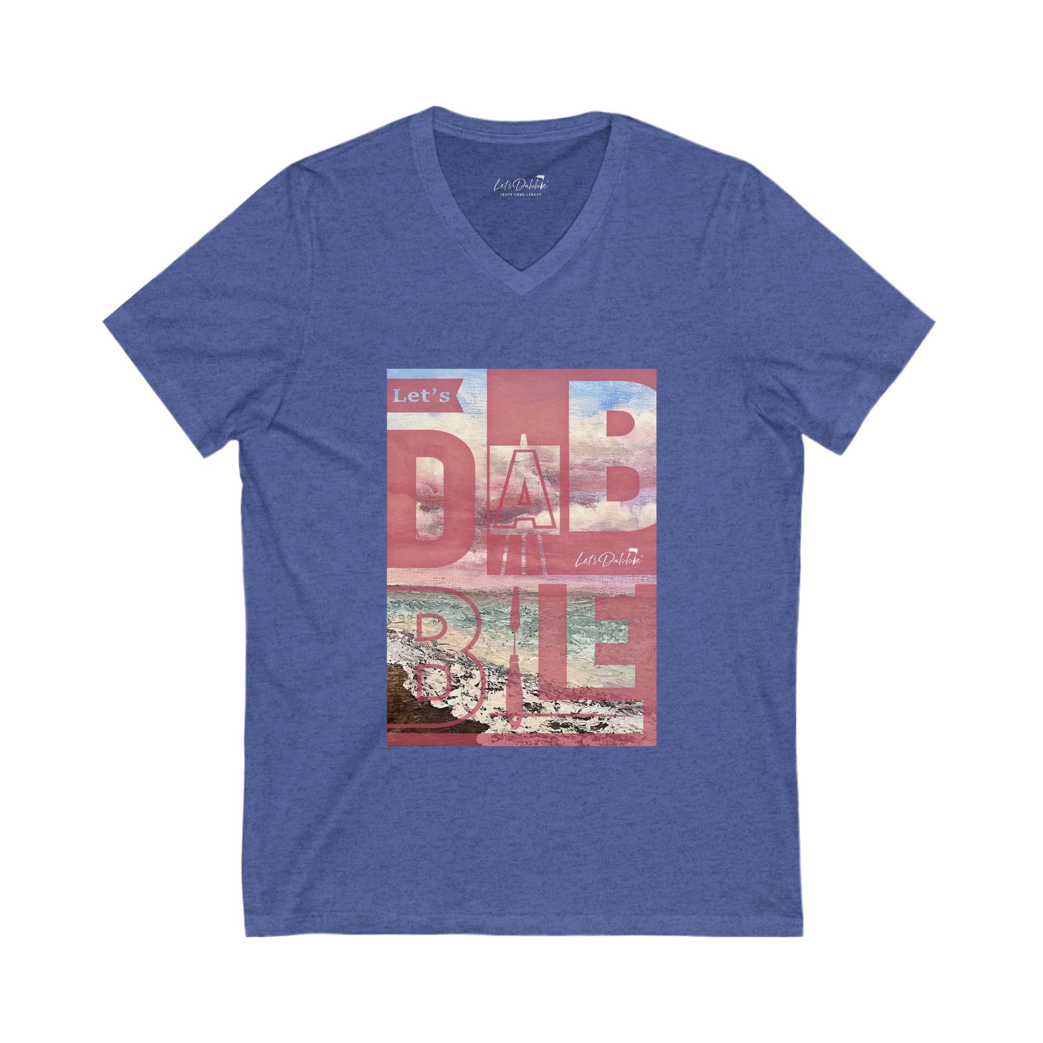 Let's Dabble Pink Beach V-Neck Shirt