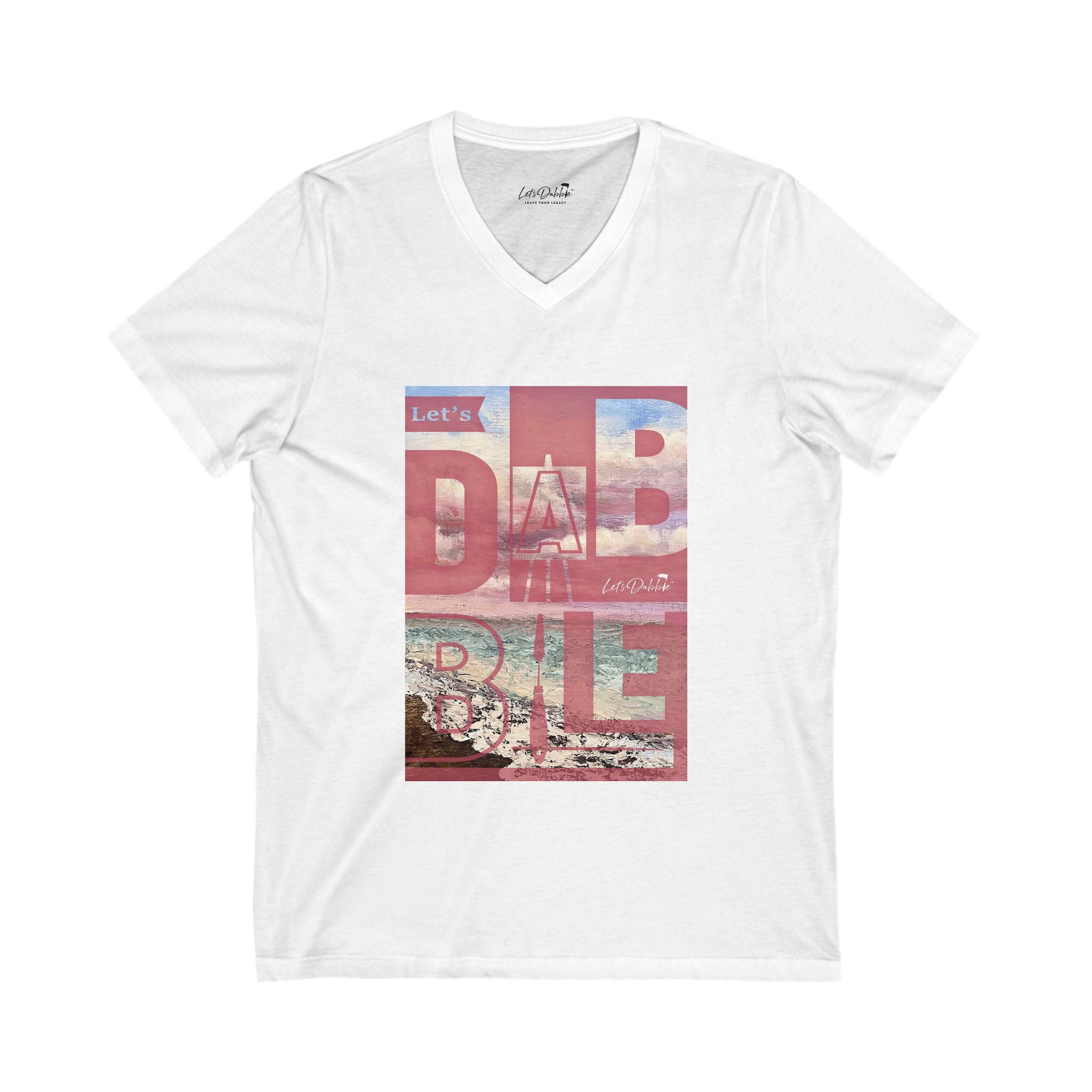 Let's Dabble Pink Beach V-Neck Shirt