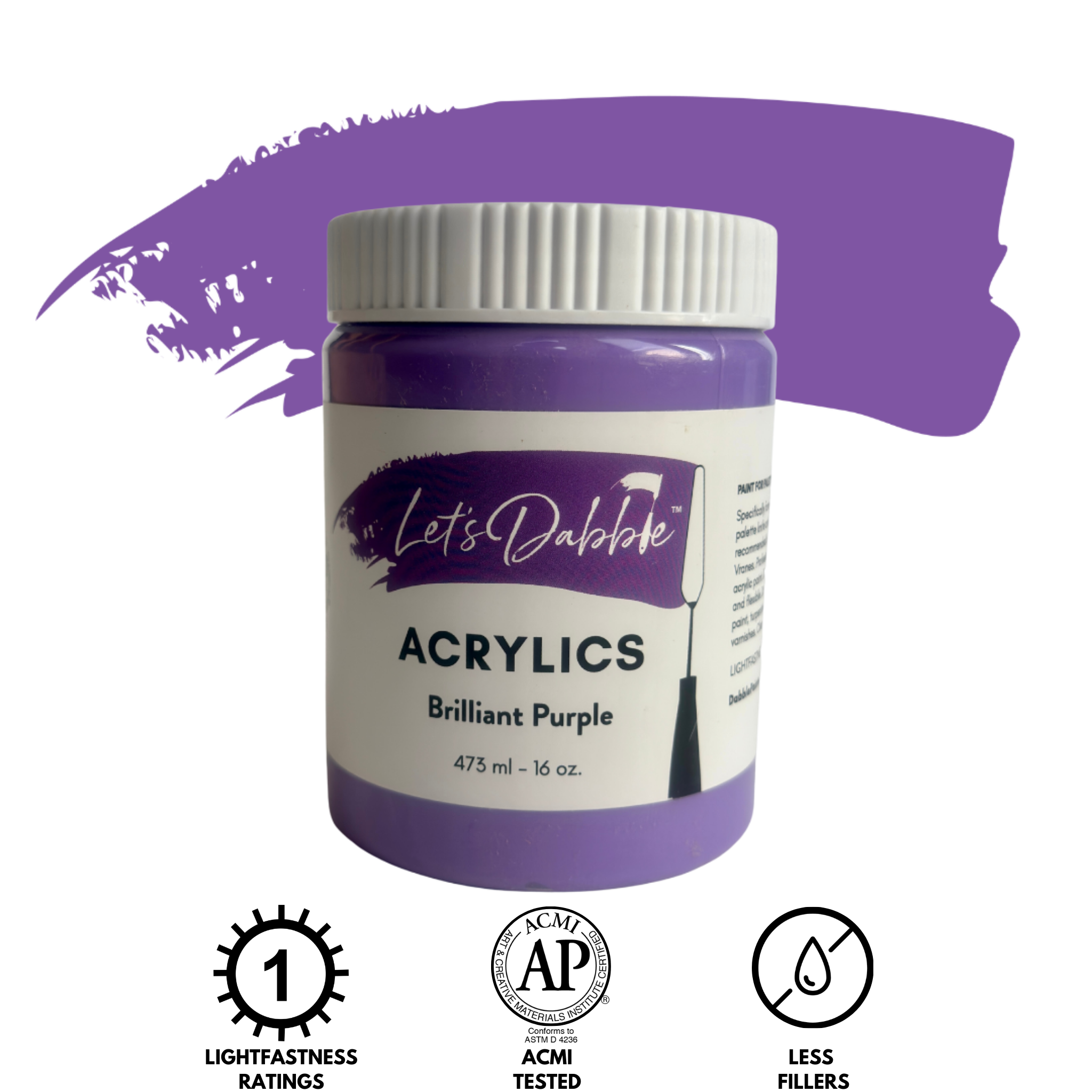 Brilliant Purple 16 oz | Thick & Creamy Acrylic Paints for Artists | DabblePaints™️