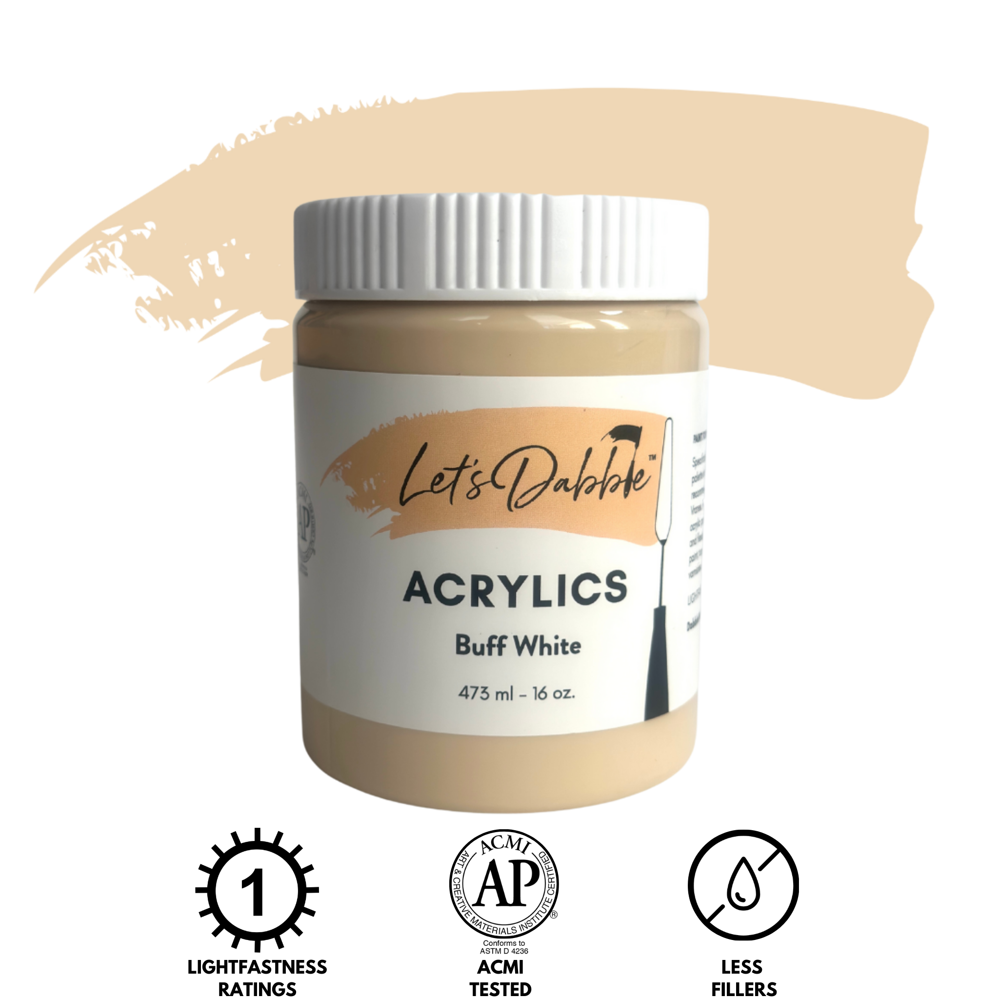 Buff White 16 oz | Thick & Creamy Acrylic Paints for Artists | DabblePaints™️