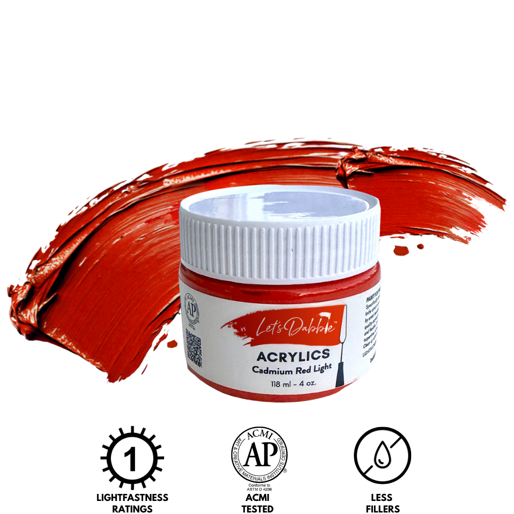 Cadmium Red Light 4 oz | Thick & Creamy Acrylic Paints for Artists | DabblePaints™️