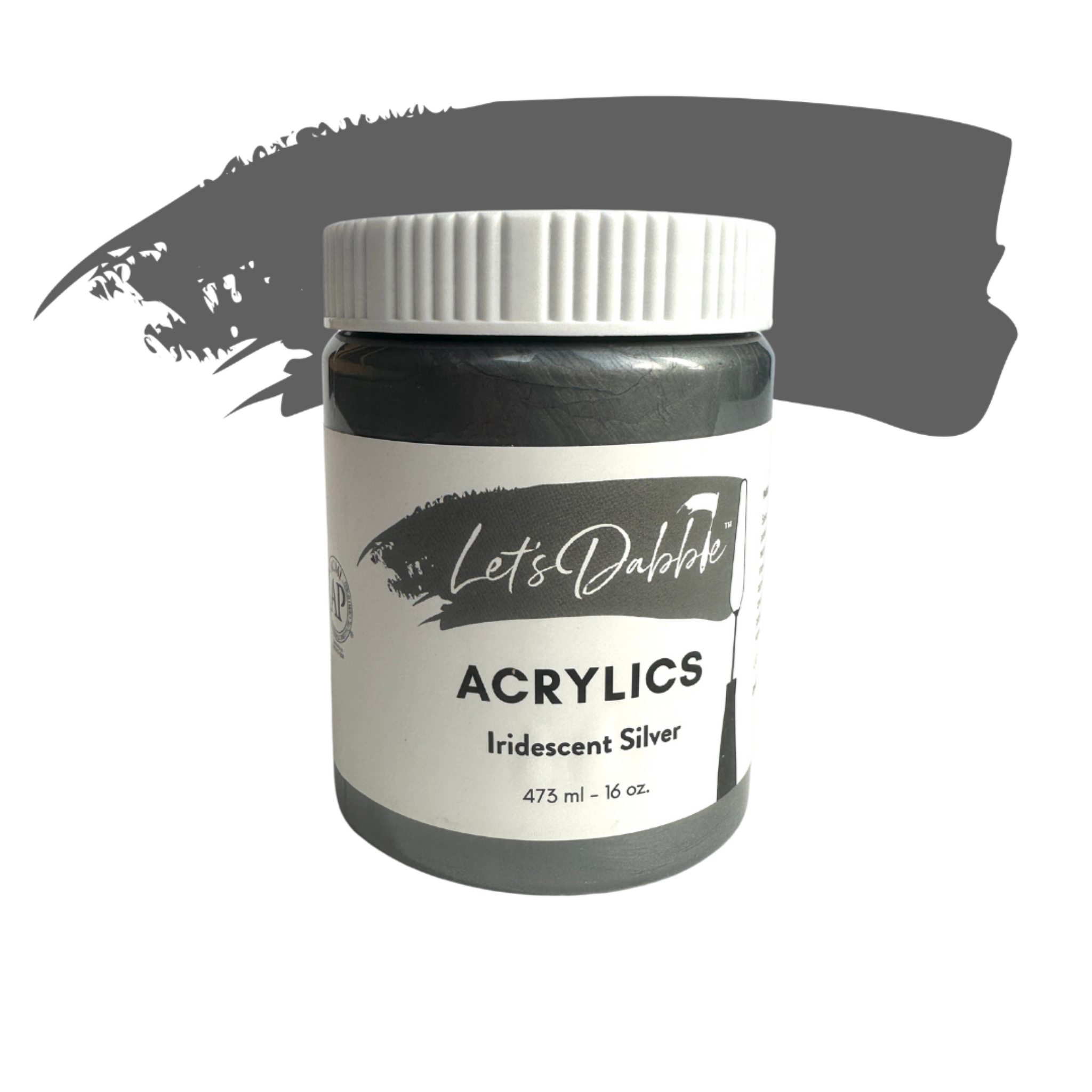 Iridescent Silver 16 oz | Thick & Creamy Acrylic Paints for Artists | DabblePaints™️