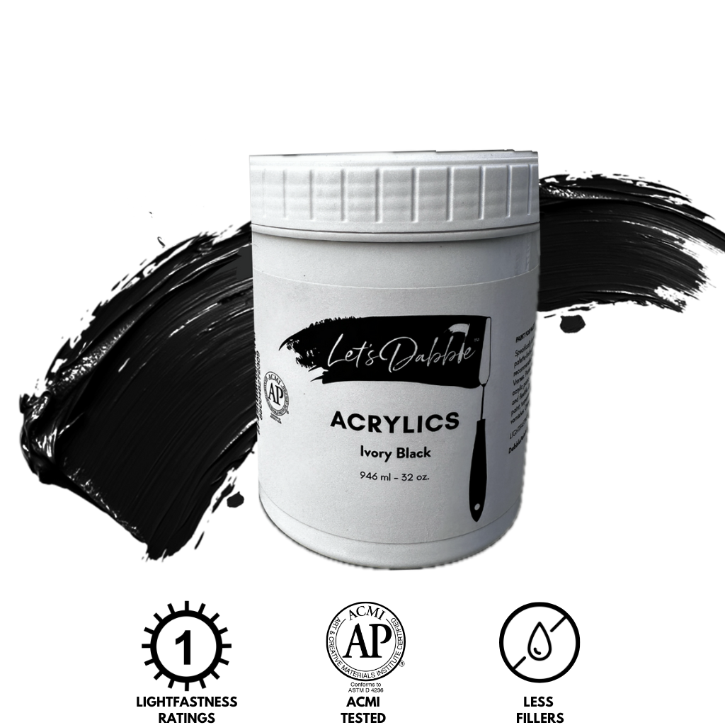 Ivory Black 32 oz | Thick & Creamy Acrylic Paints for Artists | DabblePaints™️