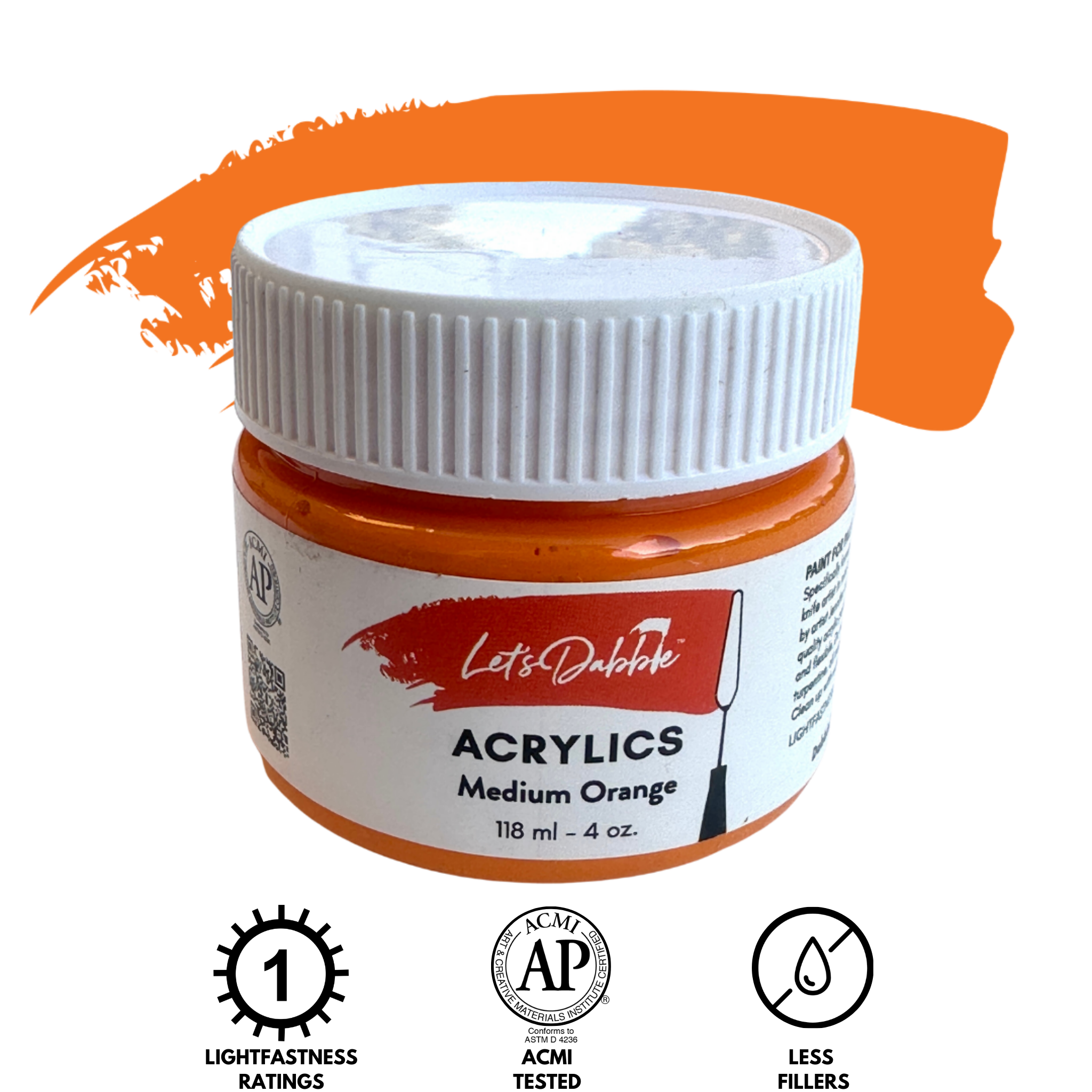 Medium Orange 4 oz | Thick & Creamy Acrylic Paints for Artists | DabblePaints™️