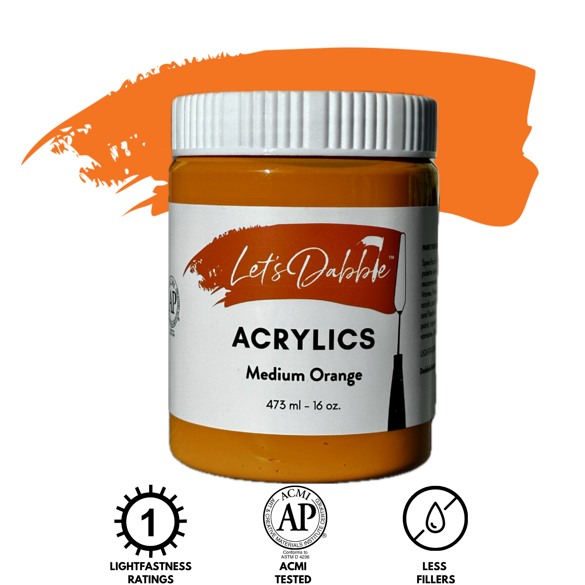 Medium Orange 16 oz | Thick & Creamy Acrylic Paints for Artists | DabblePaints™️