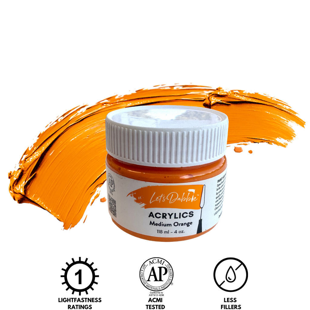 Medium Orange 4 oz | Thick & Creamy Acrylic Paints for Artists | DabblePaints™️