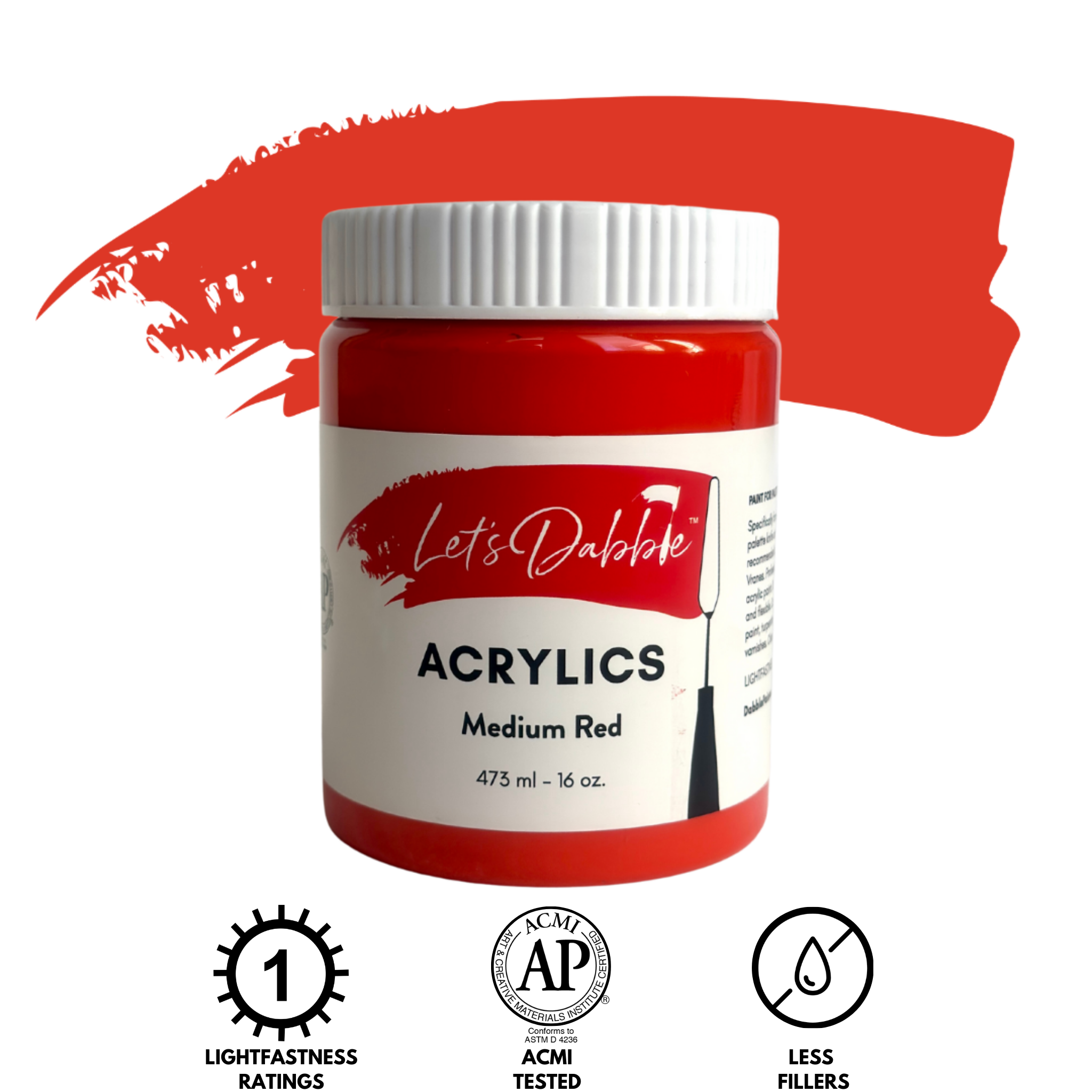 Medium Red 16 oz | Thick & Creamy Acrylic Paints for Artists | DabblePaints™️