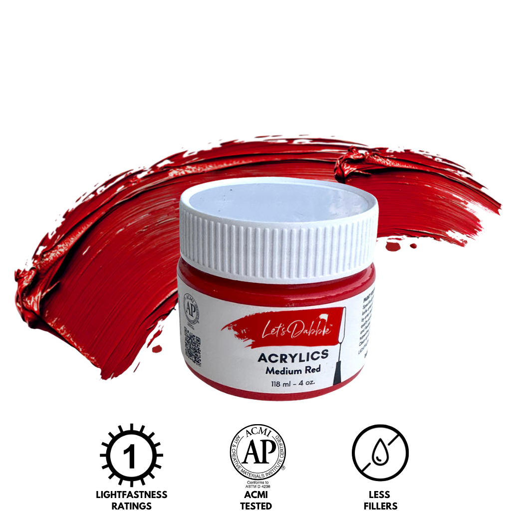 Medium Red 4 oz | Thick & Creamy Acrylic Paints for Artists | DabblePaints™️