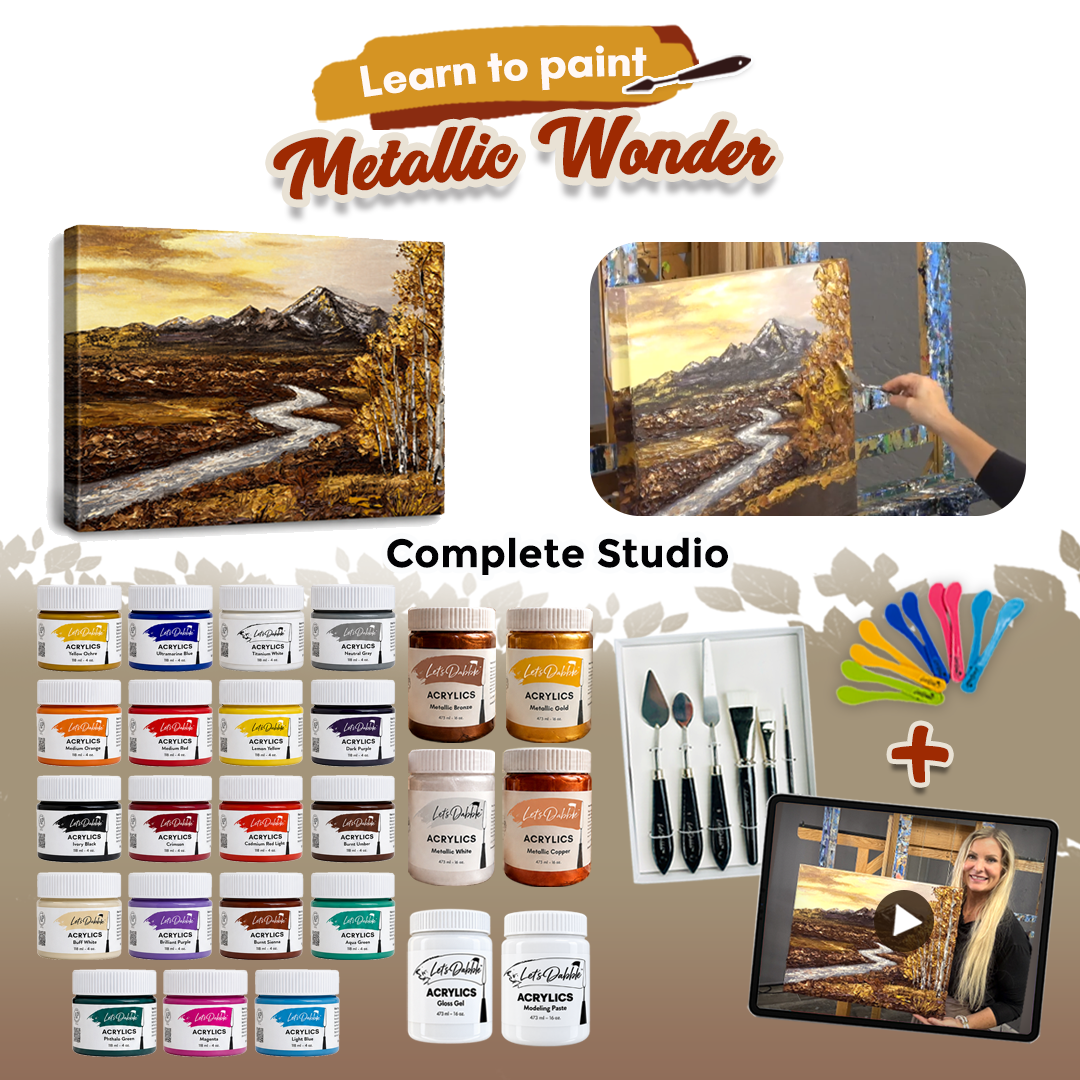 DabblePaints™ Metallic Collection — Complete Studio Kit + Tools + Exclusive Painting Tutorial