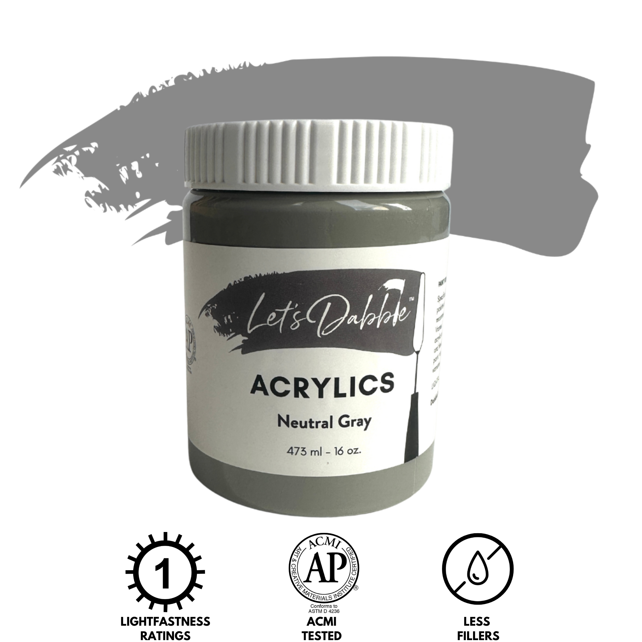 Neutral Gray 16 oz | Thick & Creamy Acrylic Paints for Artists | DabblePaints™️