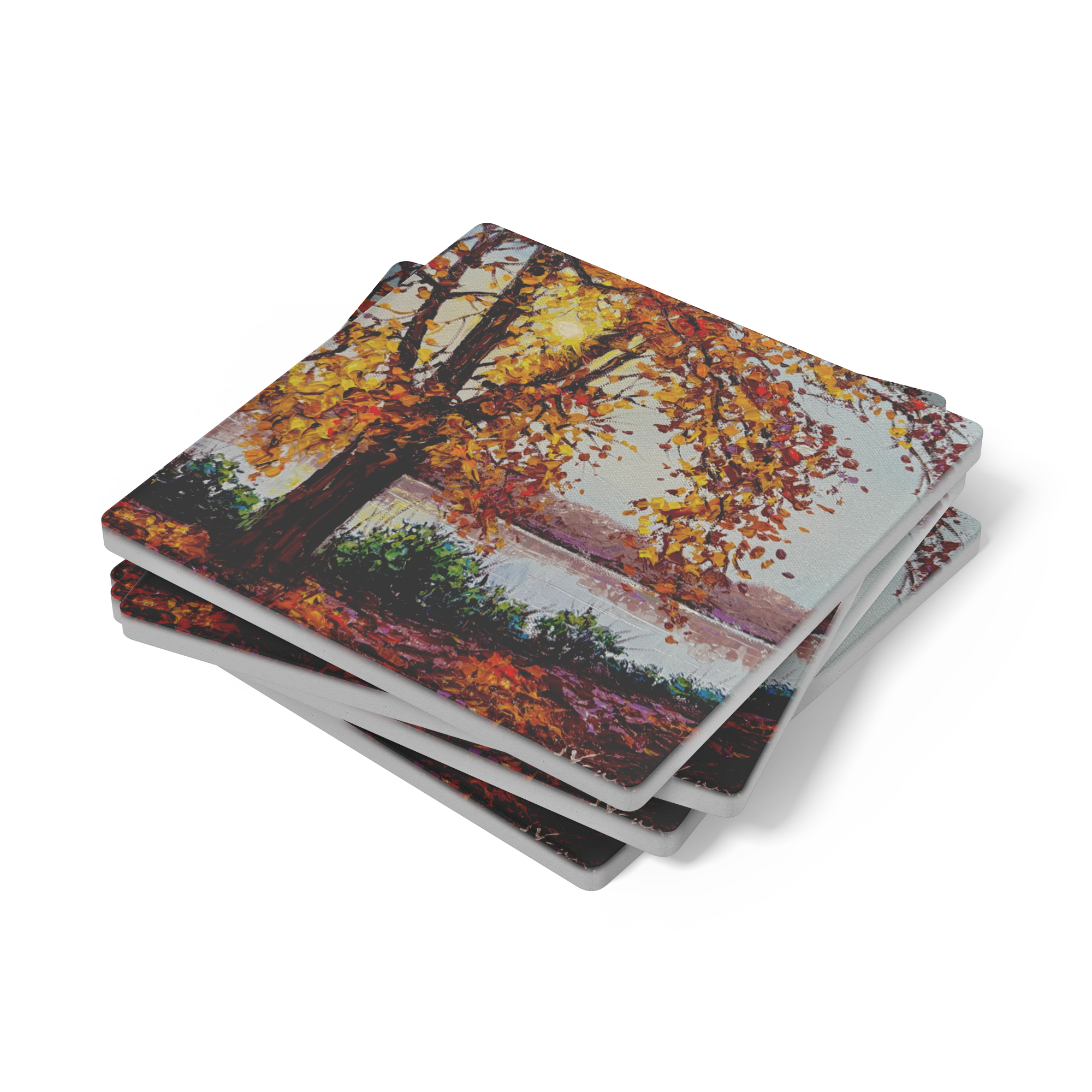 Sunlit_Fall_Square_Stone_Coaster_SquareStoneCoaster_Stack_Mockup.png