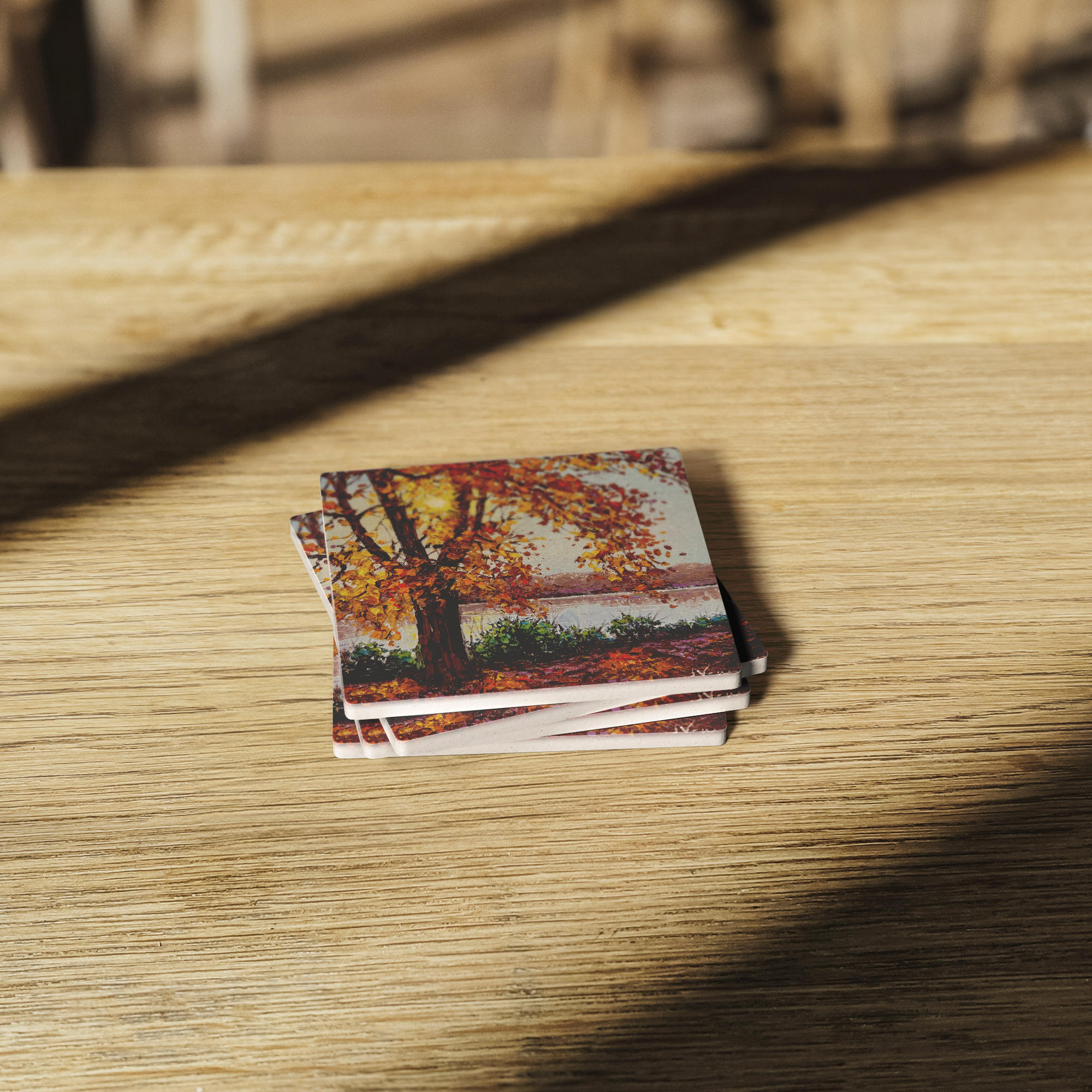 Sunlit_Fall_Square_Stone_Coaster_SquareStoneCoaster_WoodTable_AS_Mockup.png
