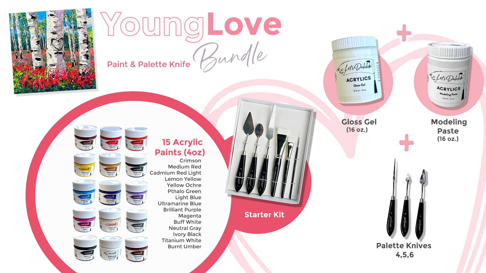 Supplies to paint “Young Love”