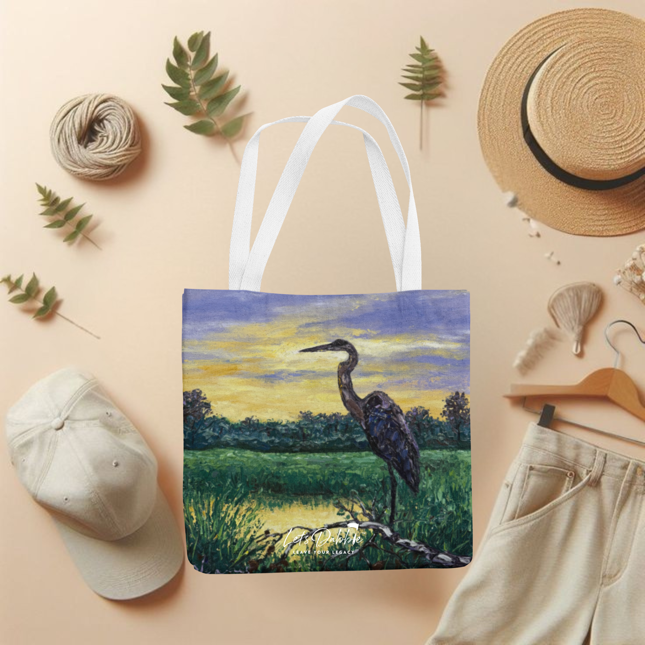 Heron at Sunset Tote Bag