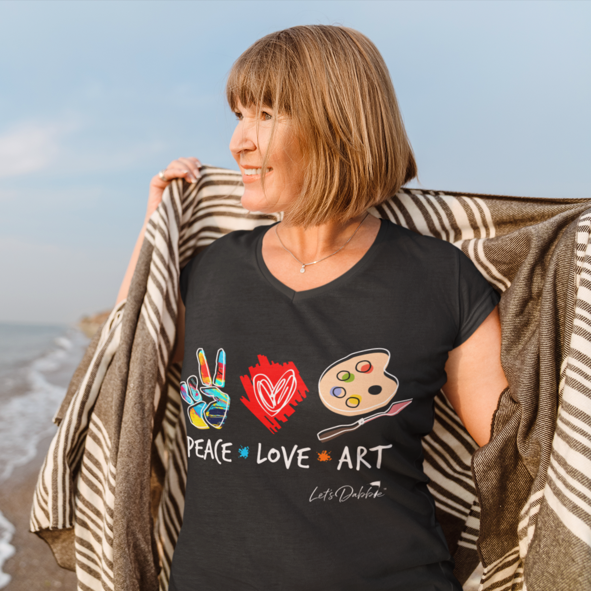 Peace Love Art V-Neck Shirt