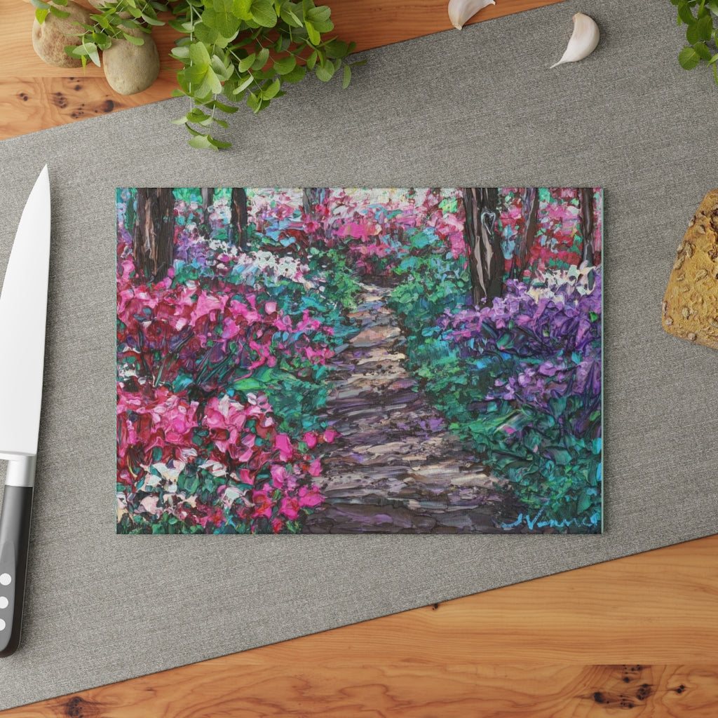 Garden Stroll Glass Cutting Board