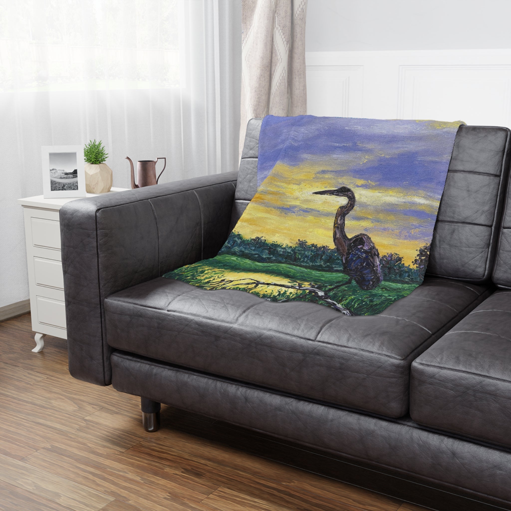 Heron at Sunset Blanket