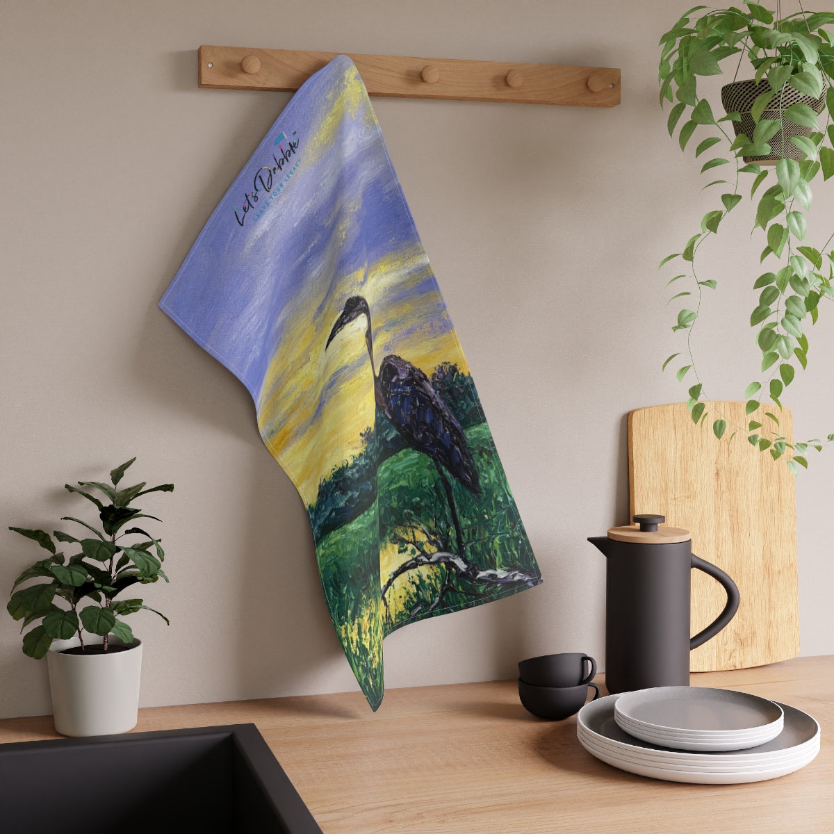 Heron at Sunset Hand Towel