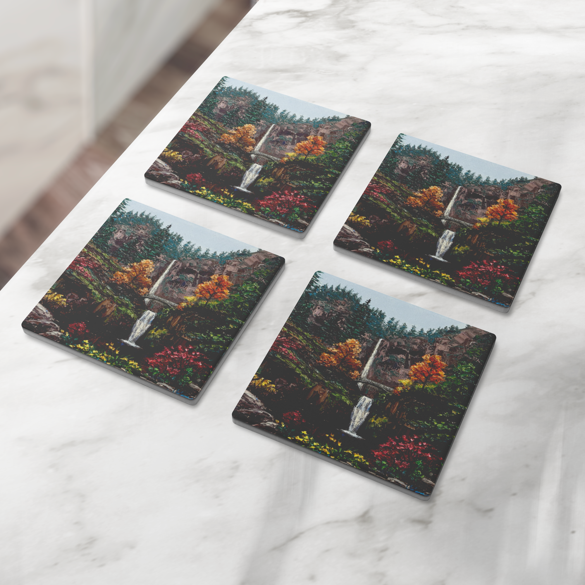 Autumn_at_the_Falls_Square_Stone_Coaster_SquareStoneCoaster_4pcLifestyle_Mockup.png