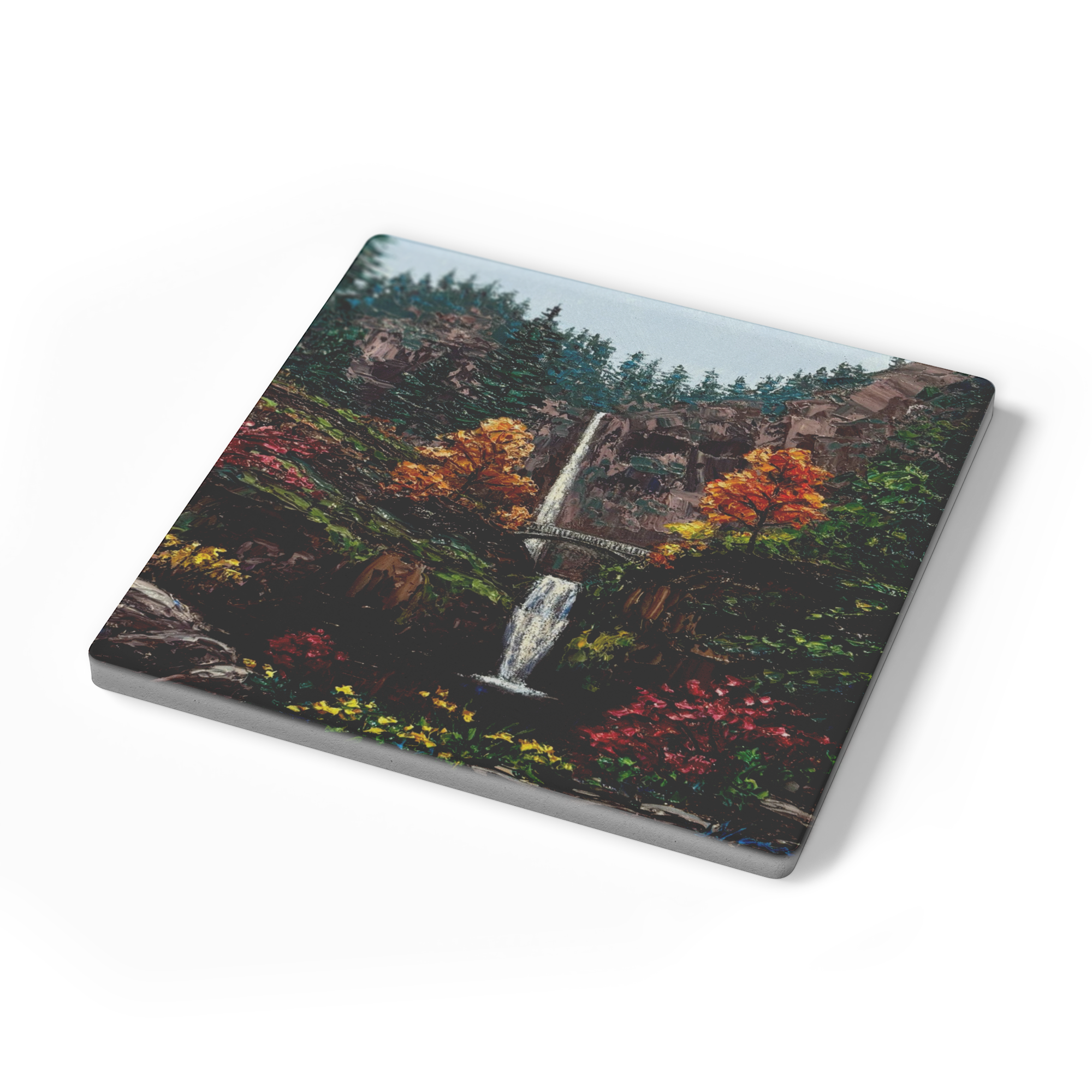 Autumn_at_the_Falls_Square_Stone_Coaster_SquareStoneCoaster_Angle_Mockup.png