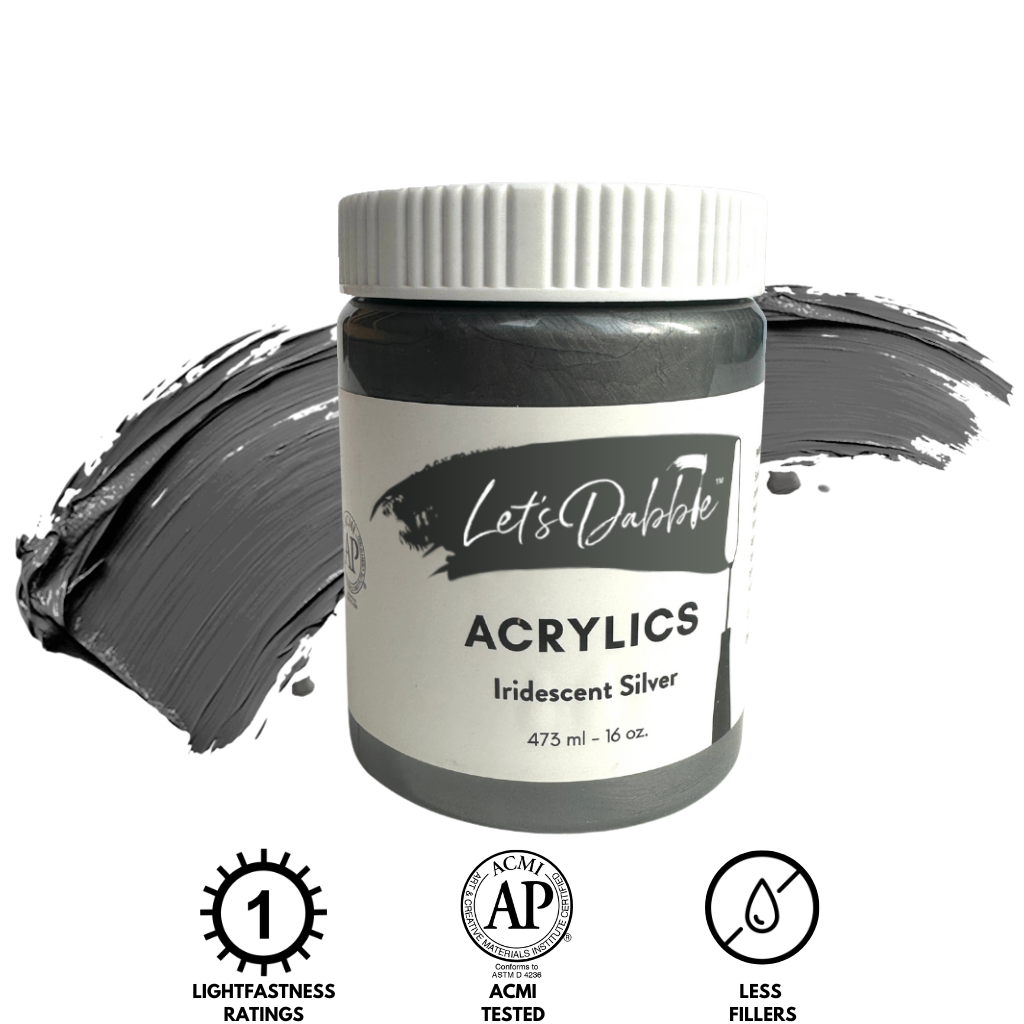 Iridescent Silver 16 oz | Thick & Creamy Acrylic Paints for Artists | DabblePaints™️