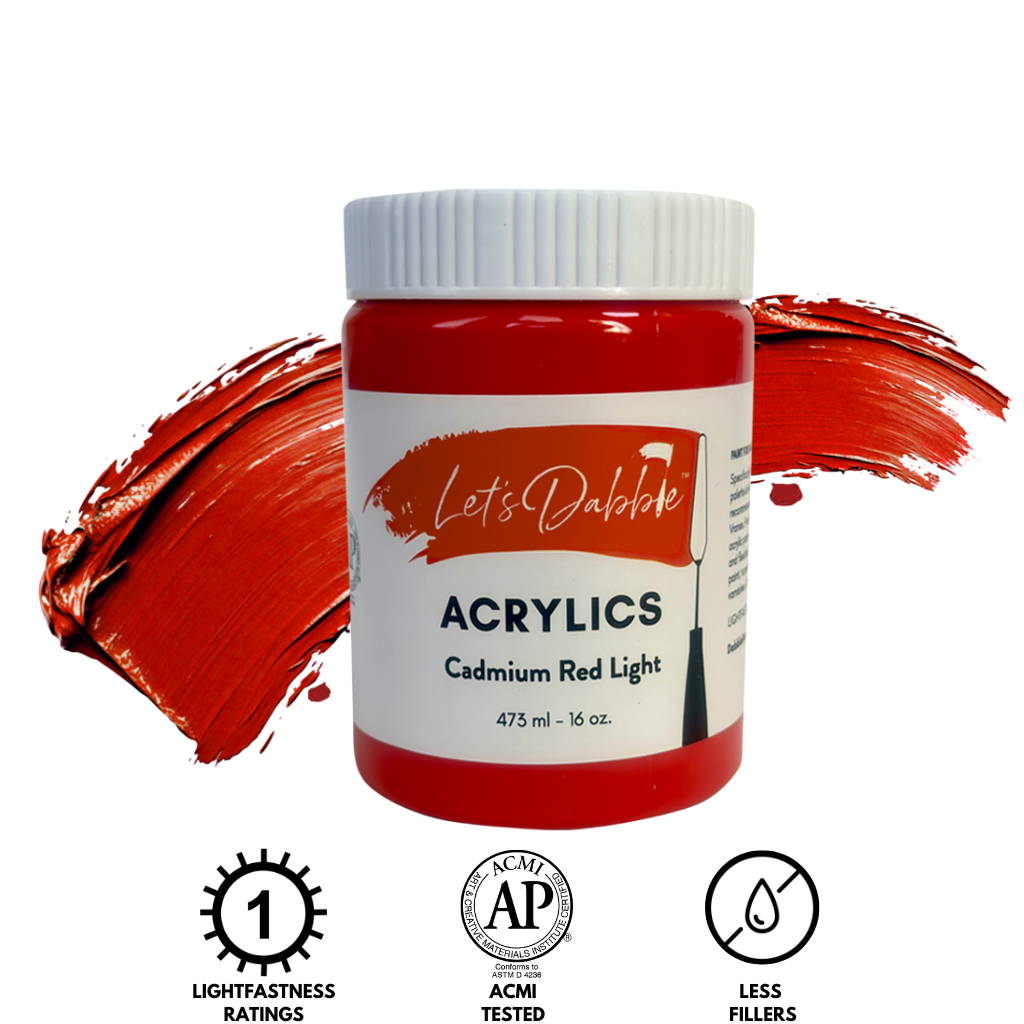 Cadmium Red Light 16 oz | Thick & Creamy Acrylic Paints for Artists | DabblePaints™️