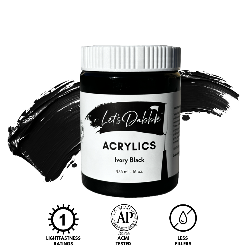 Ivory Black 16 oz | Thick & Creamy Acrylic Paints for Artists | DabblePaints™️