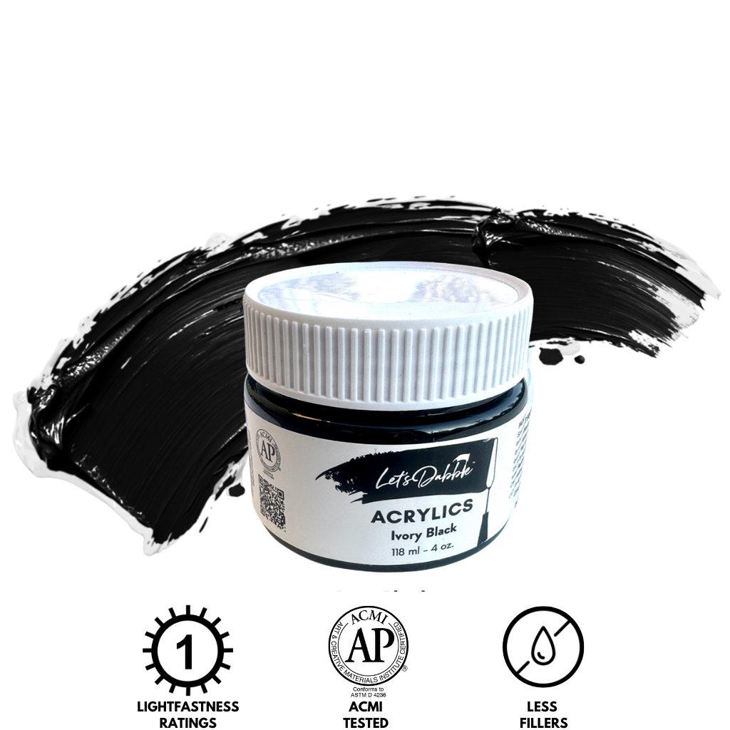 Ivory Black 4 oz | Thick & Creamy Acrylic Paints for Artists | DabblePaints™️
