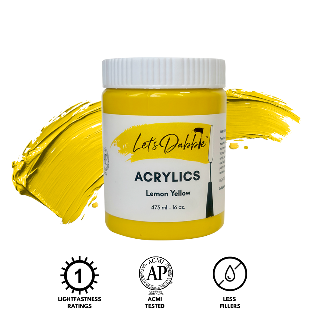 Lemon Yellow 16 oz | Thick & Creamy Acrylic Paints for Artists | DabblePaints™️