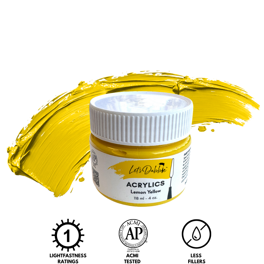 Lemon Yellow 4 oz | Thick & Creamy Acrylic Paints for Artists | DabblePaints™️