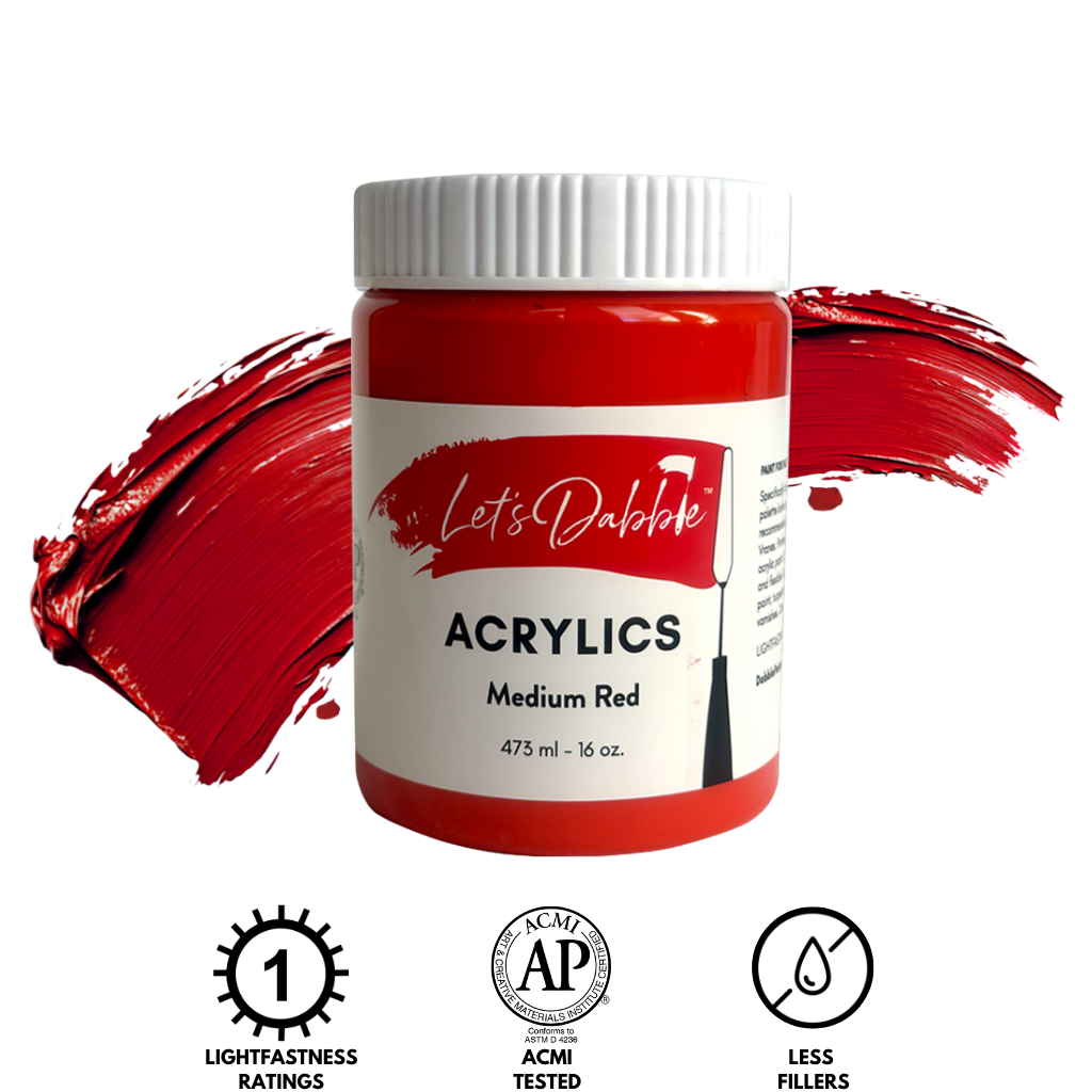 Medium Red 16 oz | Thick & Creamy Acrylic Paints for Artists | DabblePaints™️