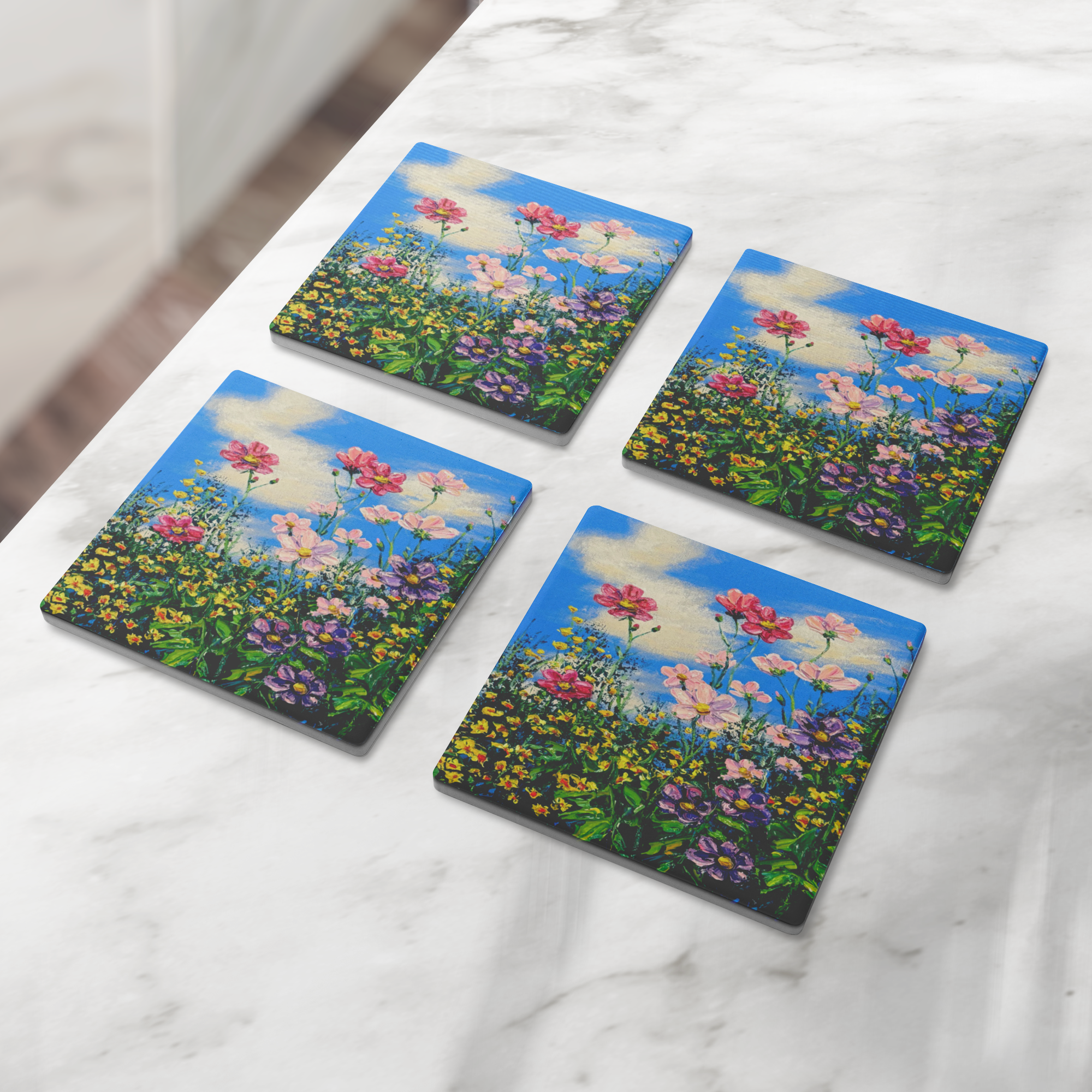 Wildflower_Summer_Square_Stone_Coaster_SquareStoneCoaster_4pcLifestyle_Mockup.png