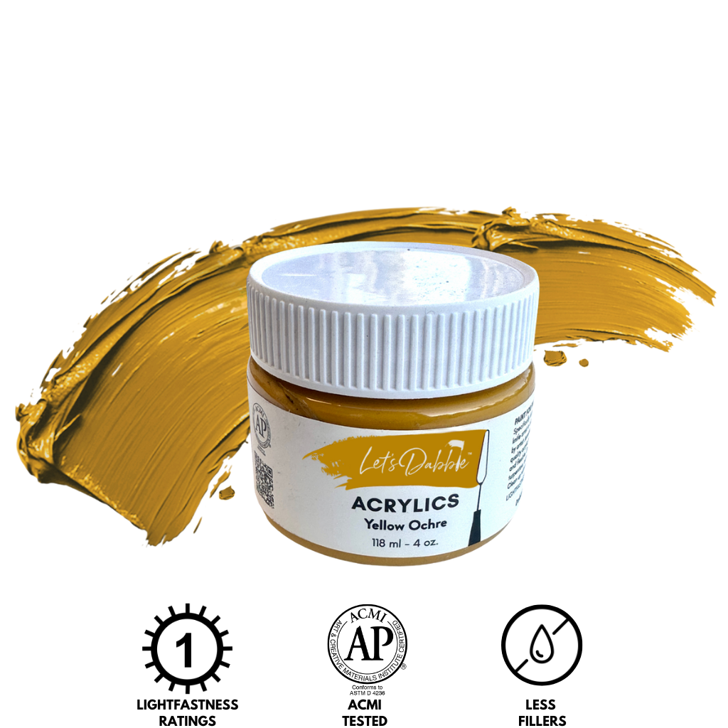 Yellow Ochre 4 oz | Thick & Creamy Acrylic Paints for Artists | DabblePaints™️