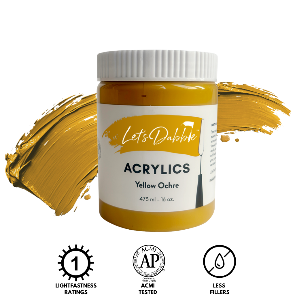 Yellow Ochre 16 oz | Thick & Creamy Acrylic Paints for Artists | DabblePaints™️