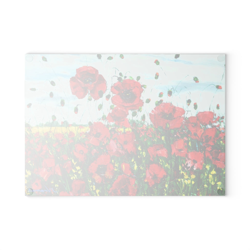 Poppy Happiness Glass Cutting Board