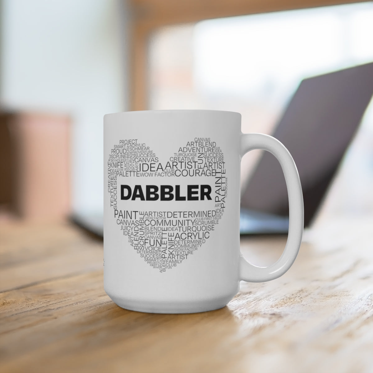 White Dabbler Word Art Mug