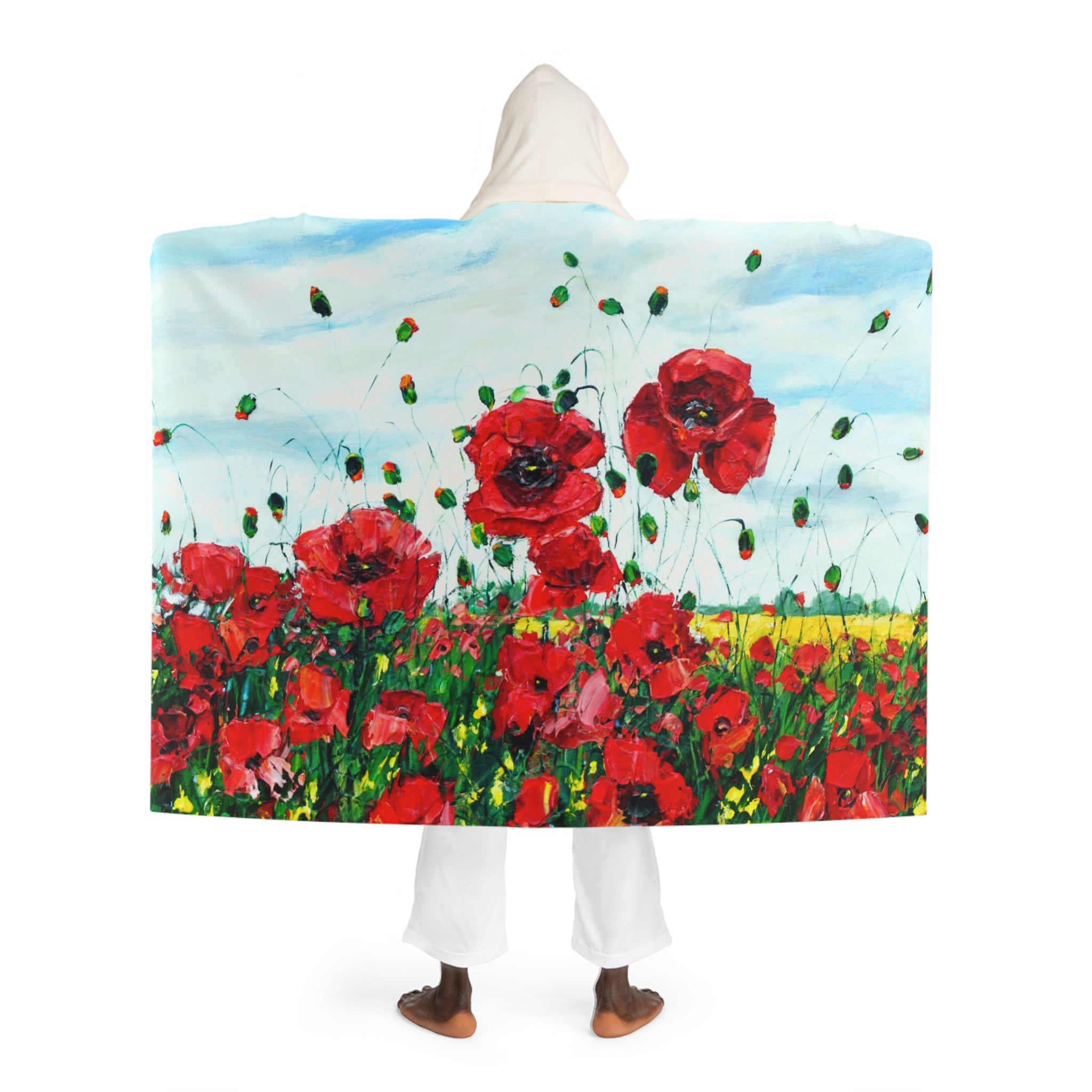 Hooded Sherpa Fleece Blanket - Poppy Happiness