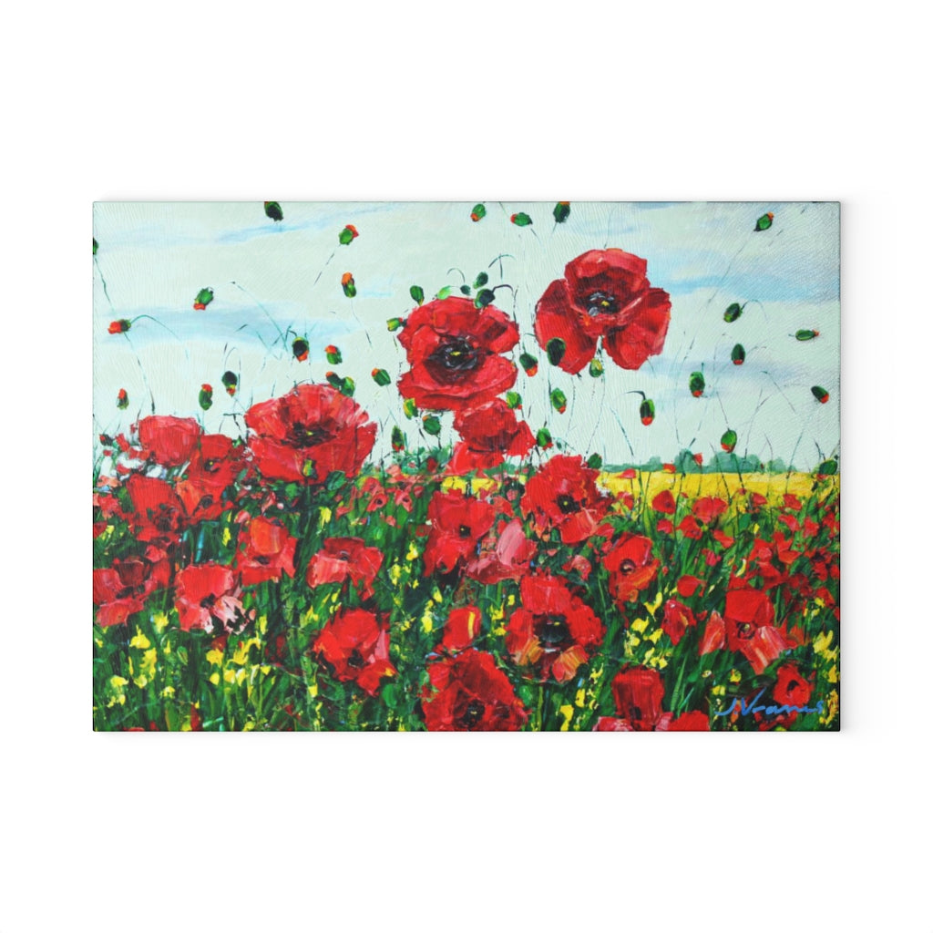 Poppy Happiness Glass Cutting Board