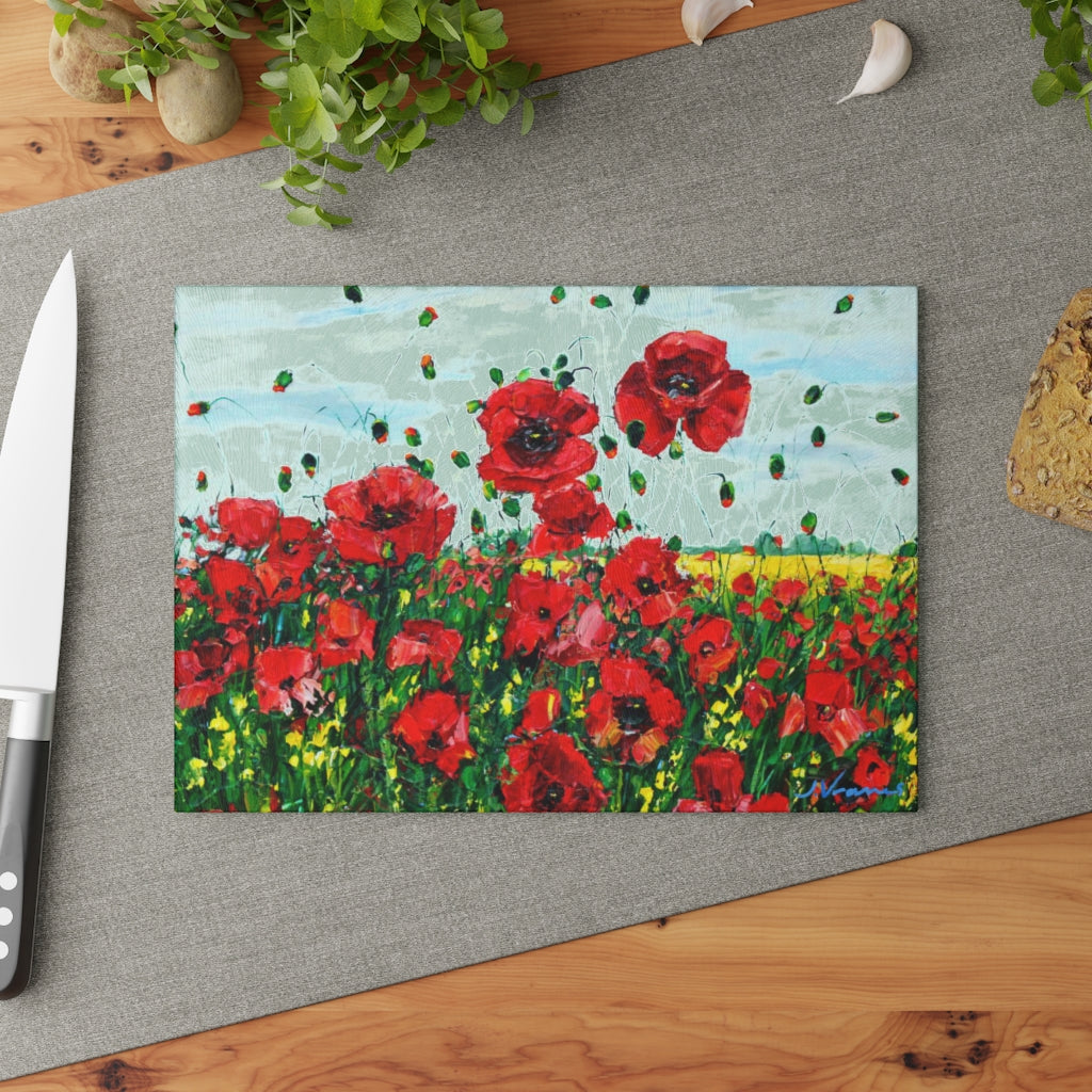 Poppy Happiness Glass Cutting Board