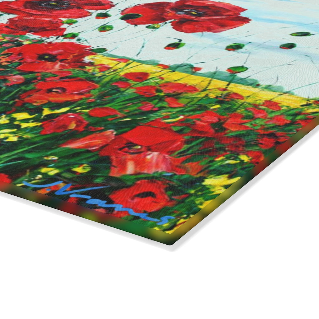 Poppy Happiness Glass Cutting Board