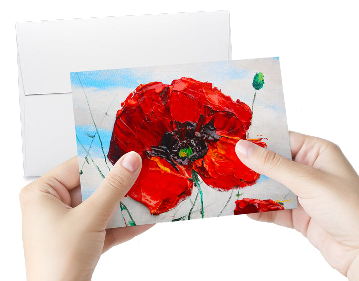 Poppy Brilliance (5-pack) Art Greeting Cards, FREE Shipping